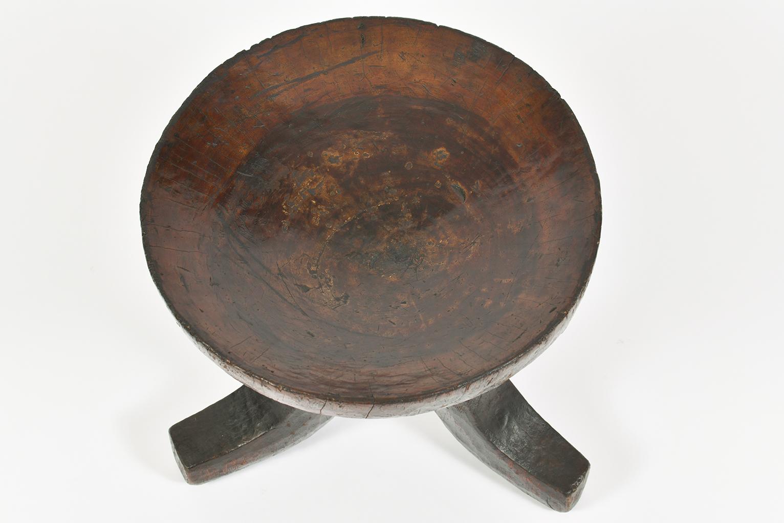 20th Century African Carved Wood Tripod Stool