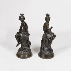 Pair of 19th Century French Figurative Bronzes by Eugène Piat