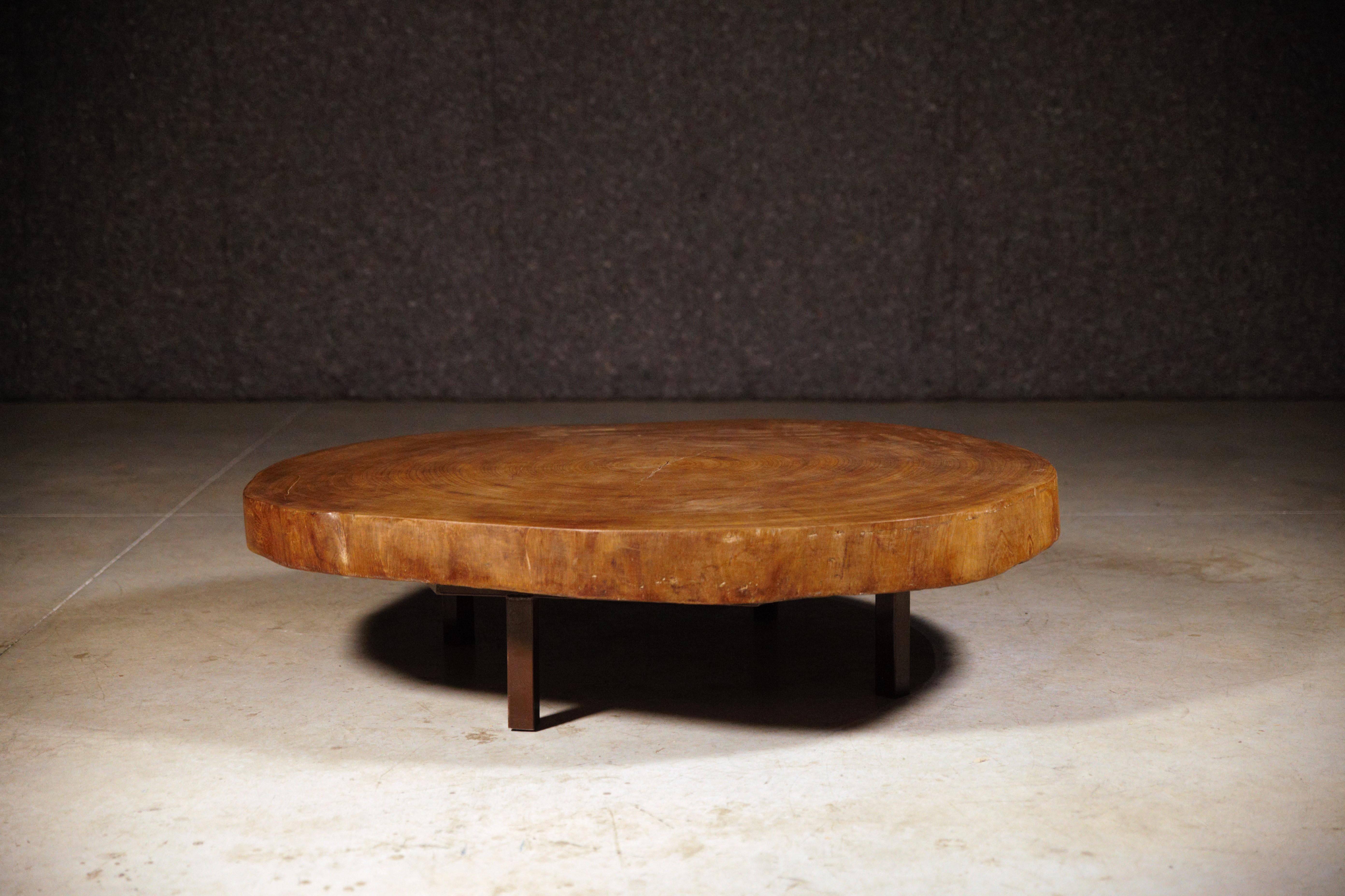 An African Tree Slice Coffee Table in the Style of Pierre Jeanneret France 1970s 4