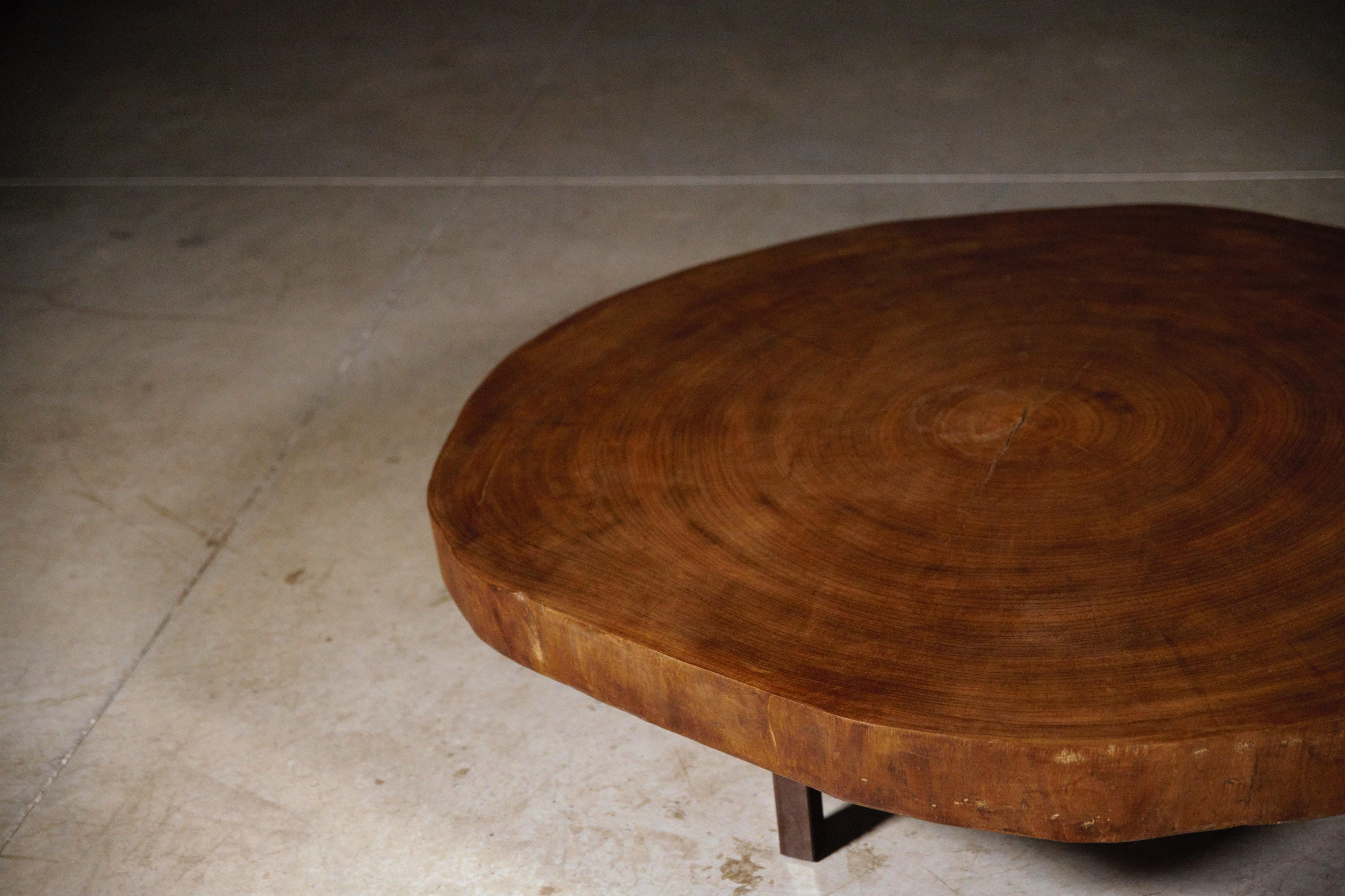 Late 20th Century An African Tree Slice Coffee Table in the Style of Pierre Jeanneret France 1970s