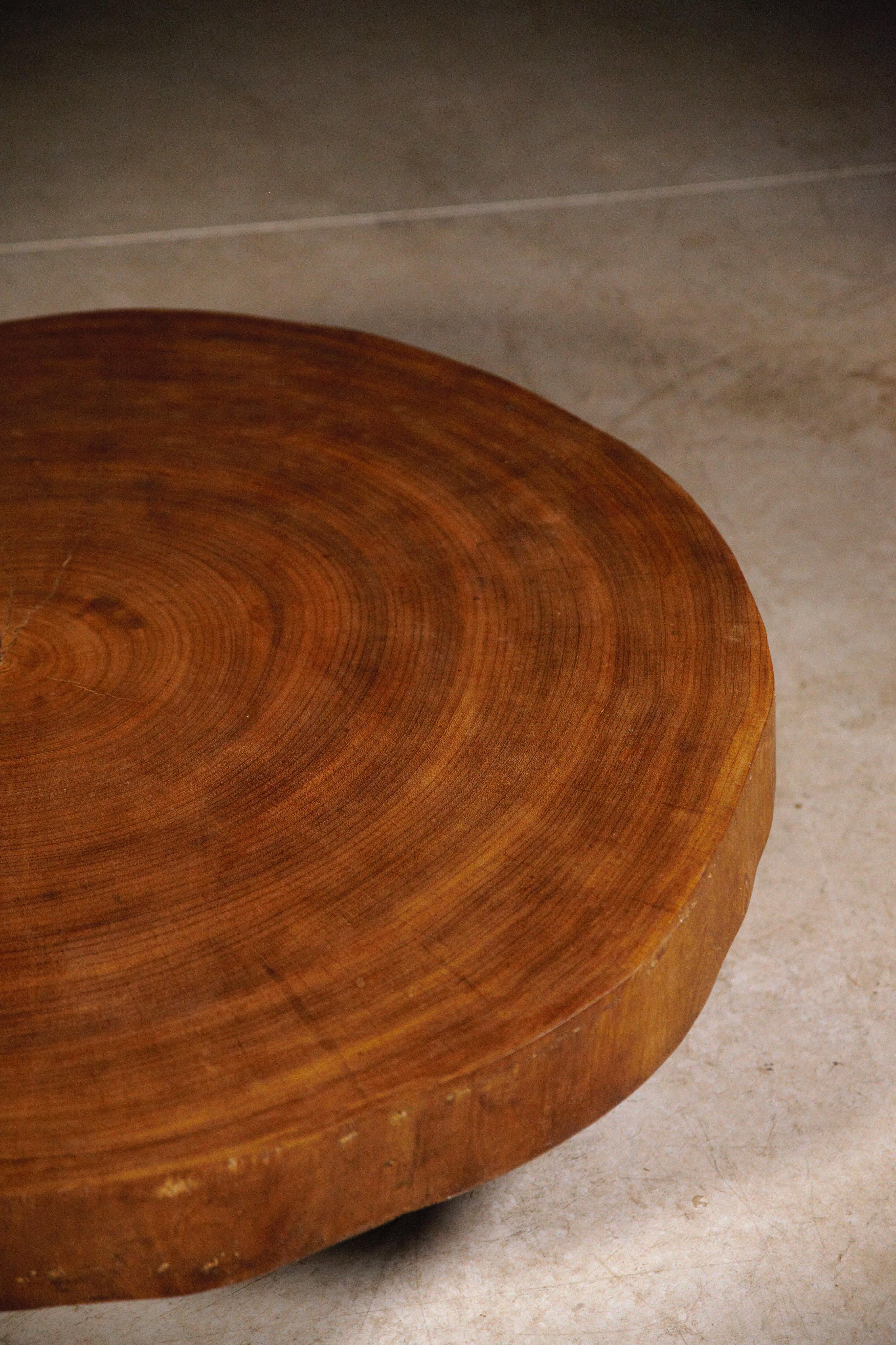An African Tree Slice Coffee Table in the Style of Pierre Jeanneret France 1970s 1