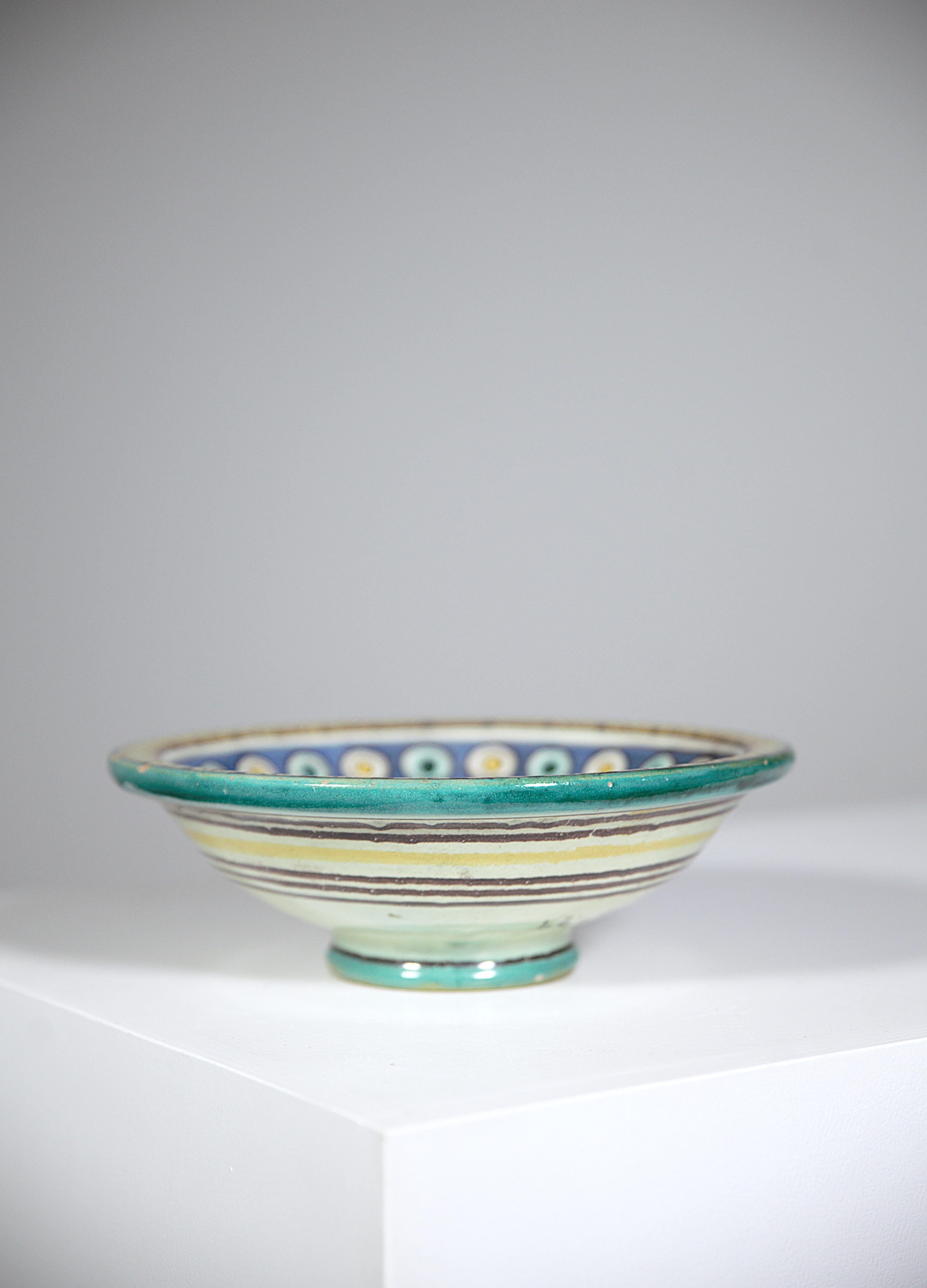 Enameled An Africanist Ceramic Bowl by Pierre De Verclos Nabeul Tunisia 1930's For Sale