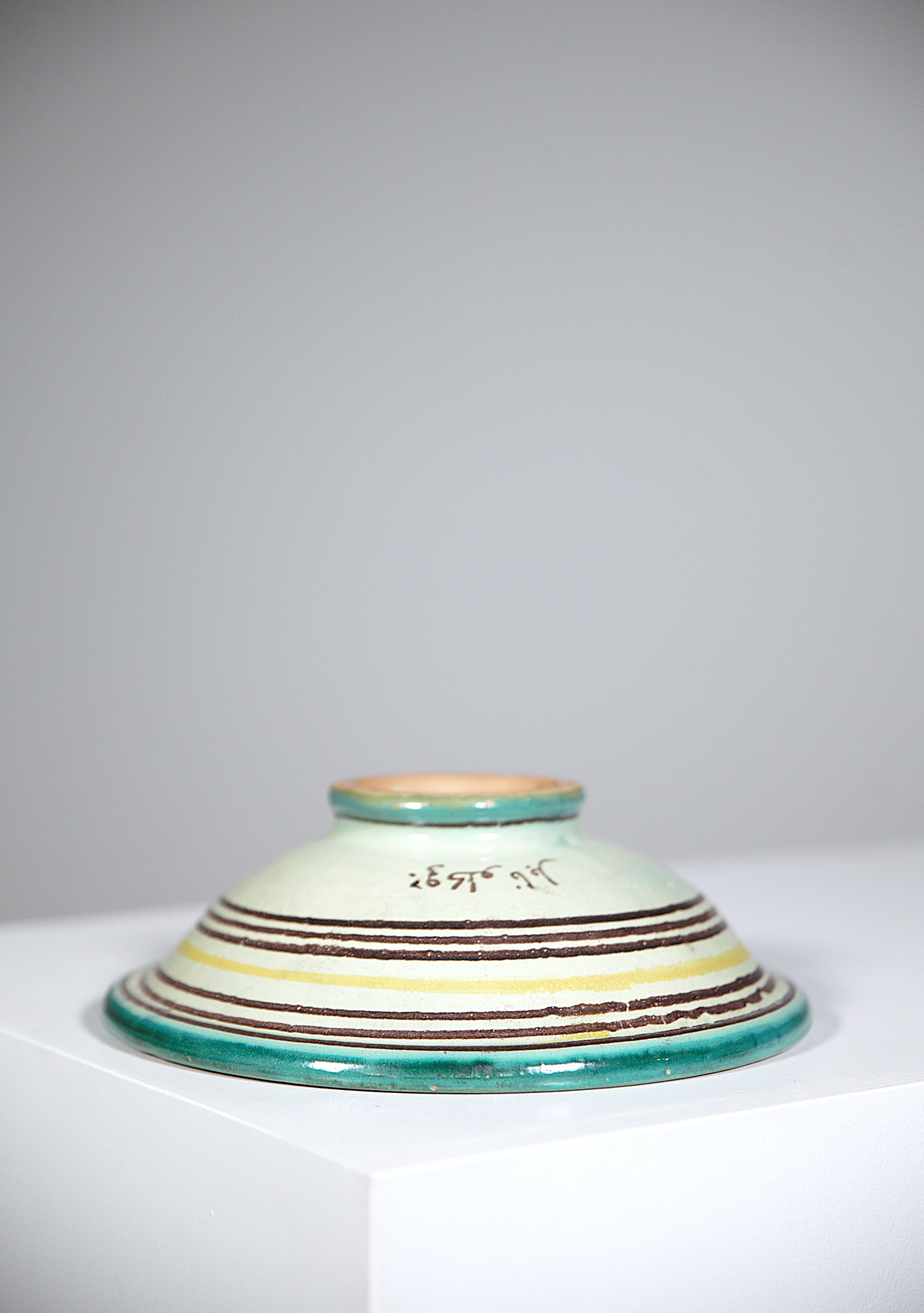 An Africanist Ceramic Bowl by Pierre De Verclos Nabeul Tunisia 1930's In Good Condition For Sale In HYÈRES, FR