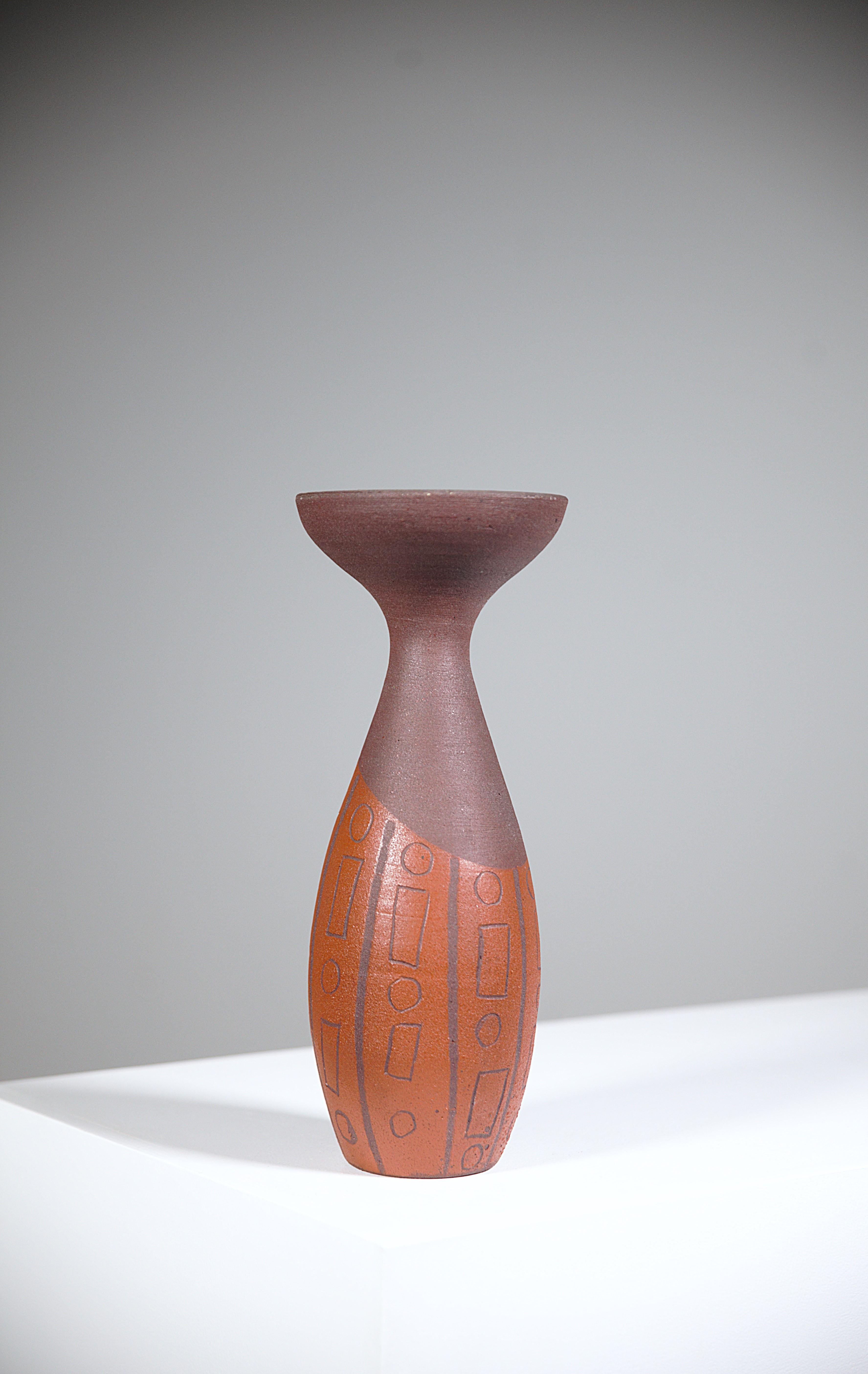 Francese Vaso africanista di Accolay Pottery Francia anni '60 in vendita