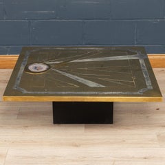 An Agate & Brass Clad Coffee Table By Willy Daro, Belgium, c.1970