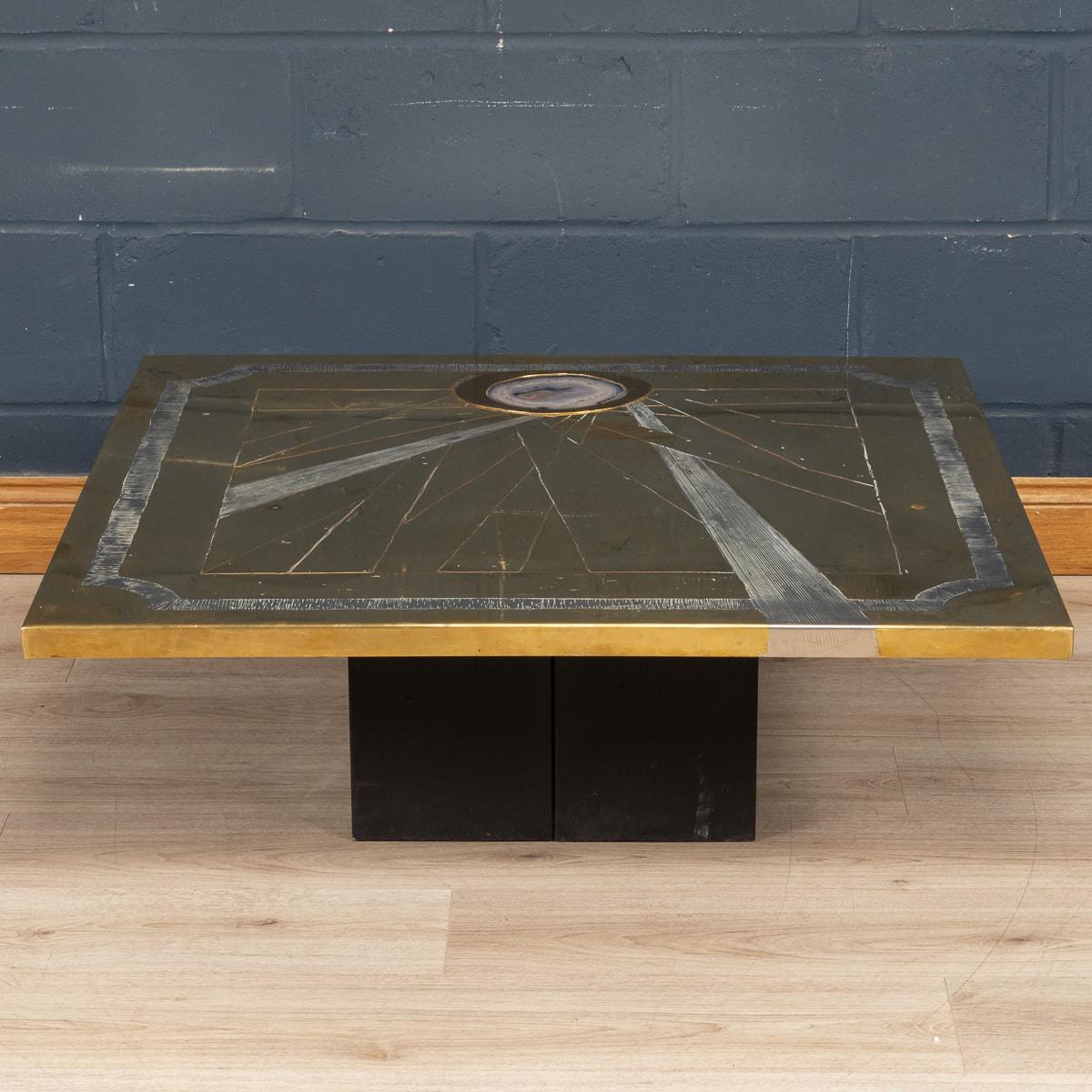 An Agate & Brass Clad Coffee Table By Willy Daro, Belgium, c.1970 In Good Condition For Sale In Royal Tunbridge Wells, Kent