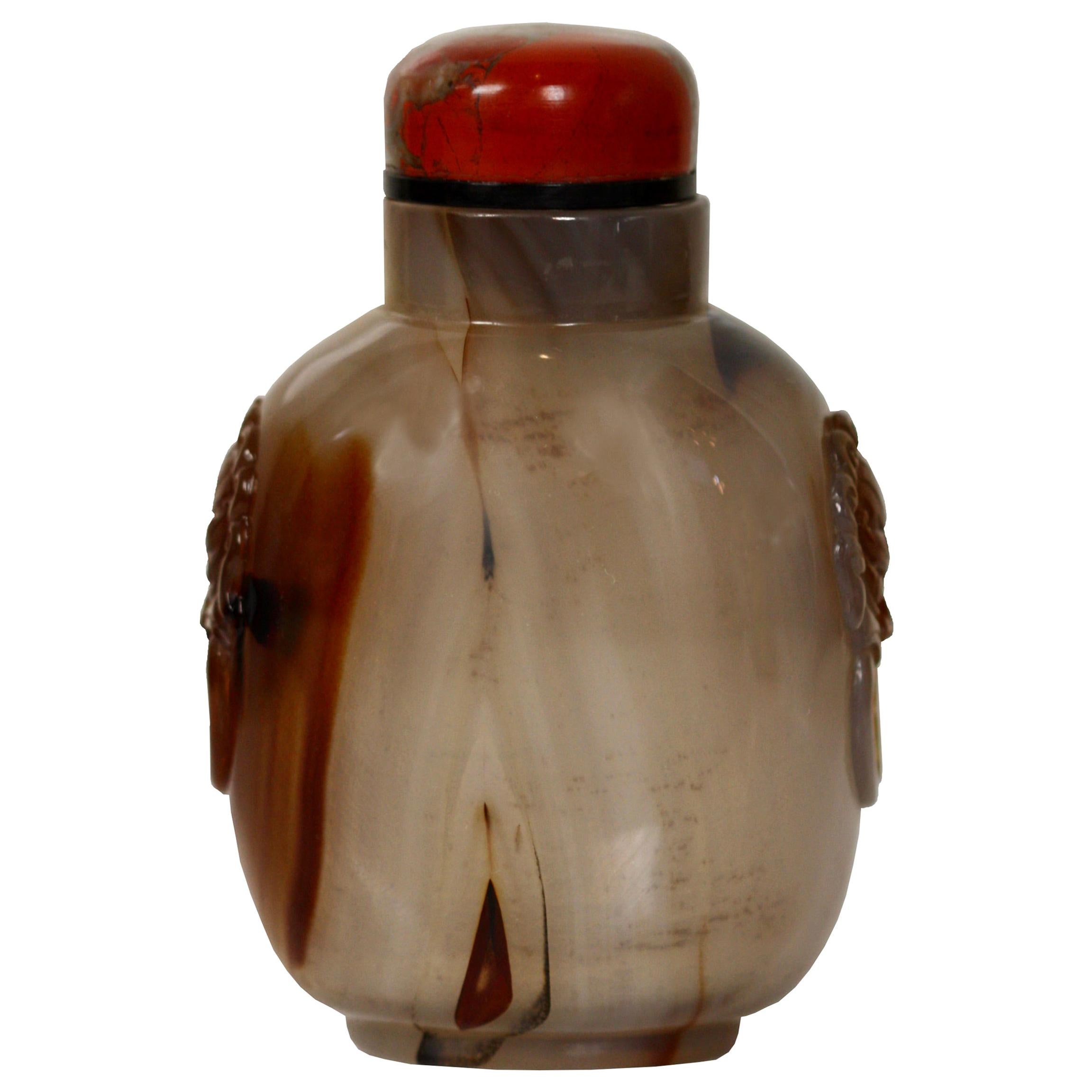 Agate Snuff Bottle Chinese, Qing Dynasty For Sale