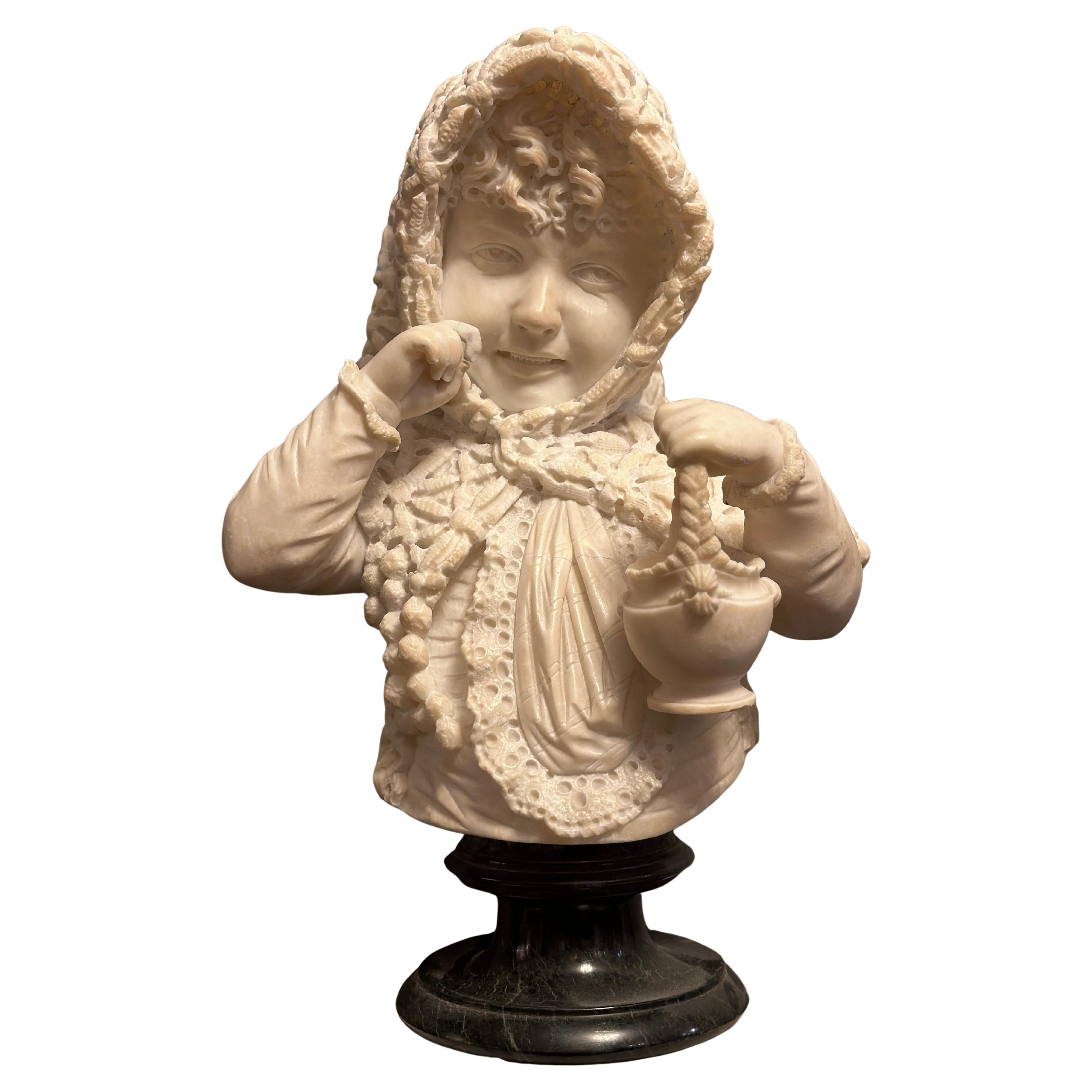 An Alabaster Bust Of A Young 19th Century Child