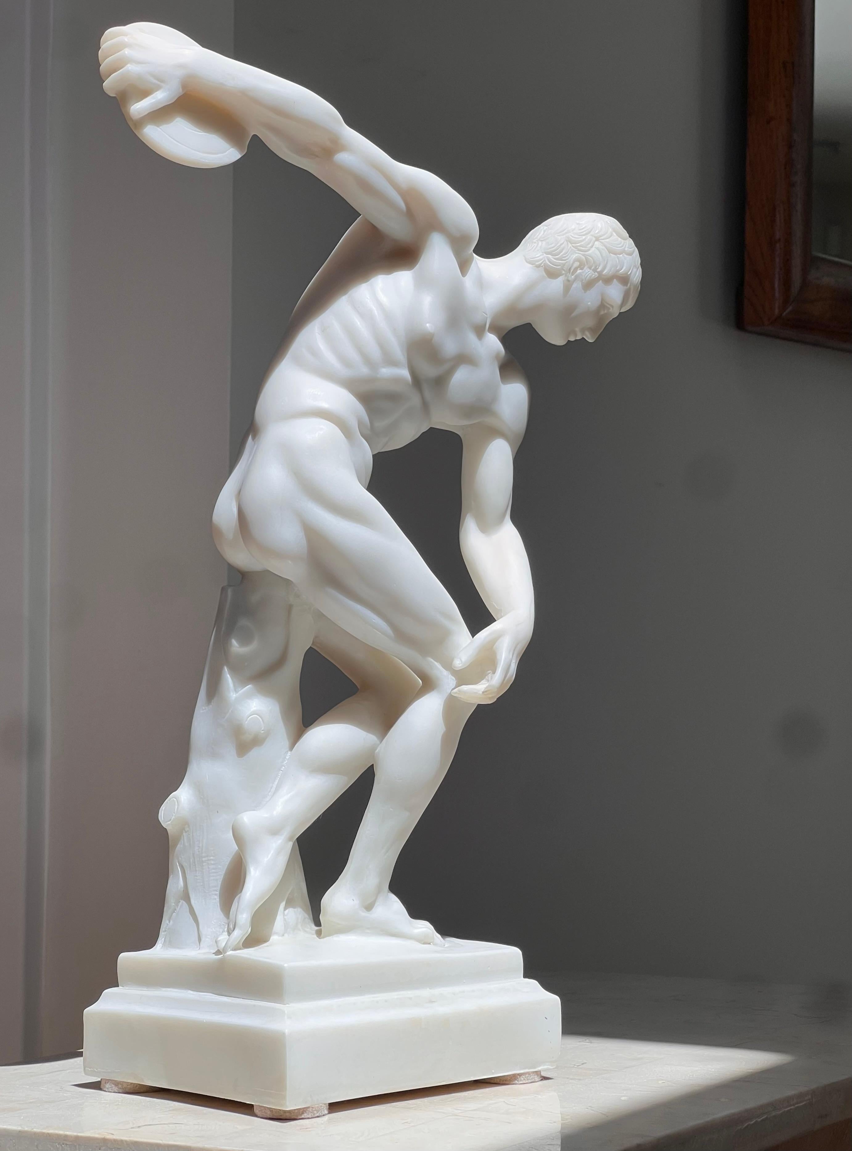 An neoclassical sculpture of an Olympian disc-thrower, 20th century For Sale 3
