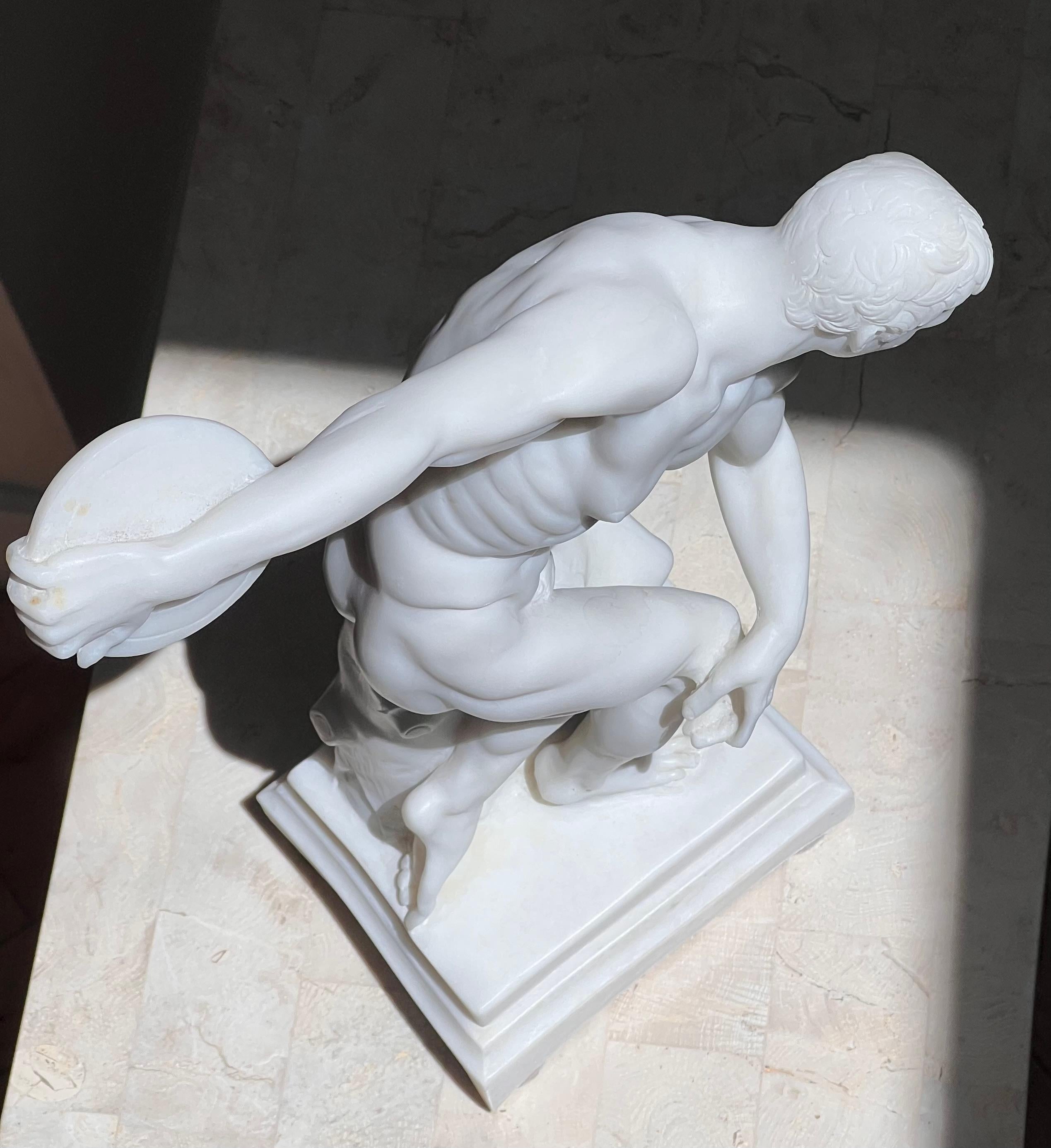 An neoclassical sculpture of an Olympian disc-thrower, 20th century For Sale 5