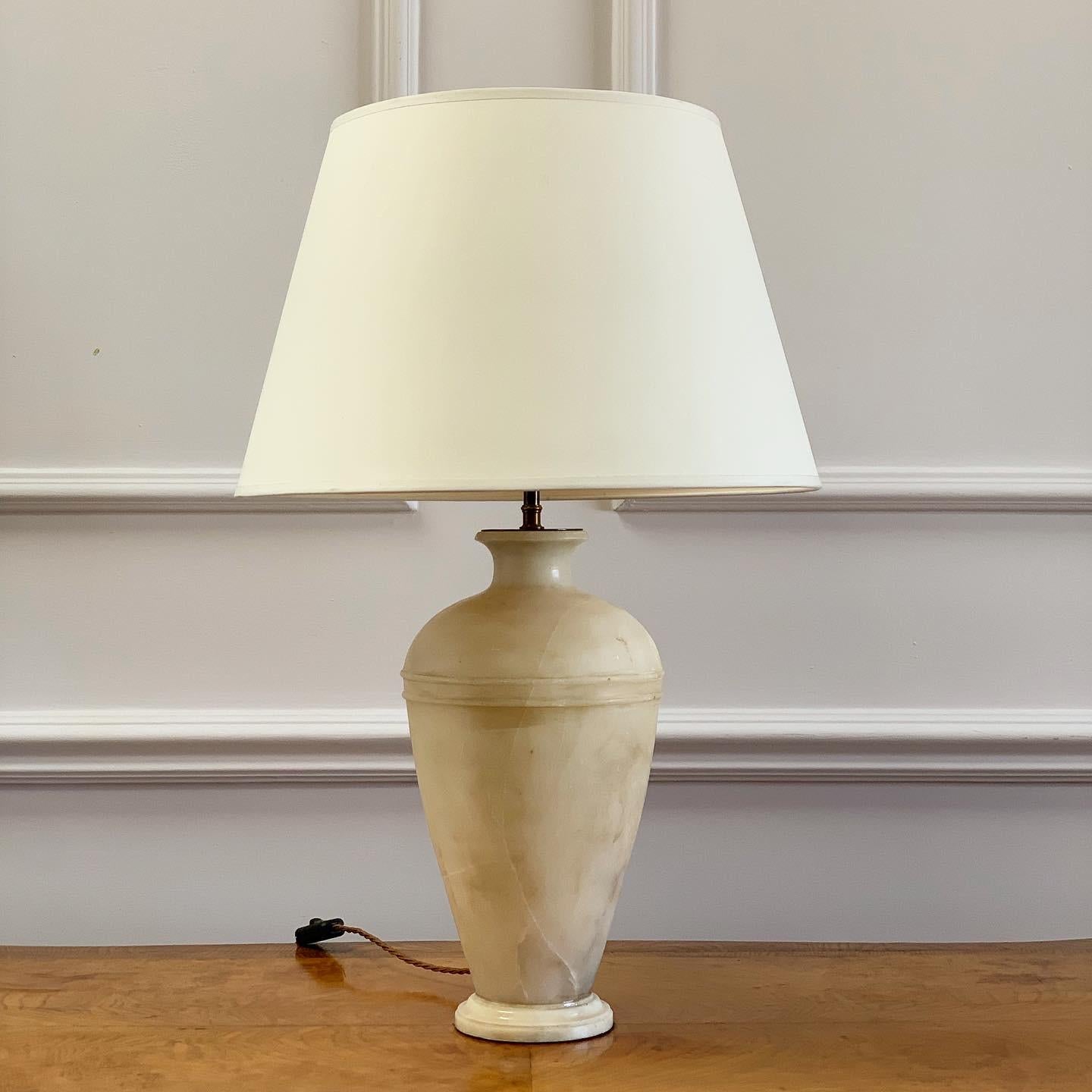British Alabaster Urn Lamp For Sale