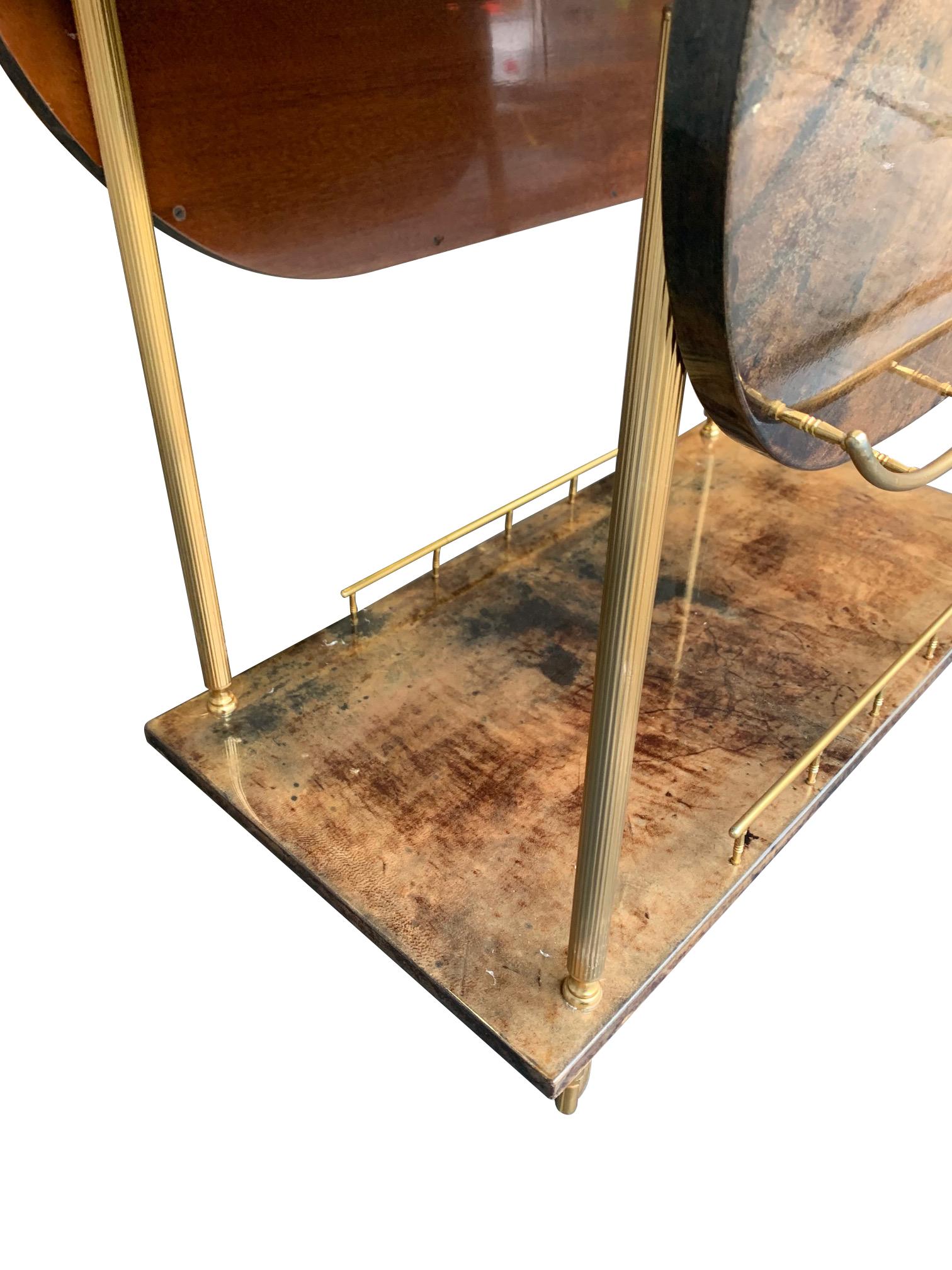 Aldo Tura 1960s Lacquered Goatskin Bar Cart with Extendable Top 3