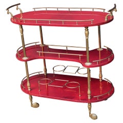 Vintage An Aldo Tura Modernist Three Tier Bar Cart