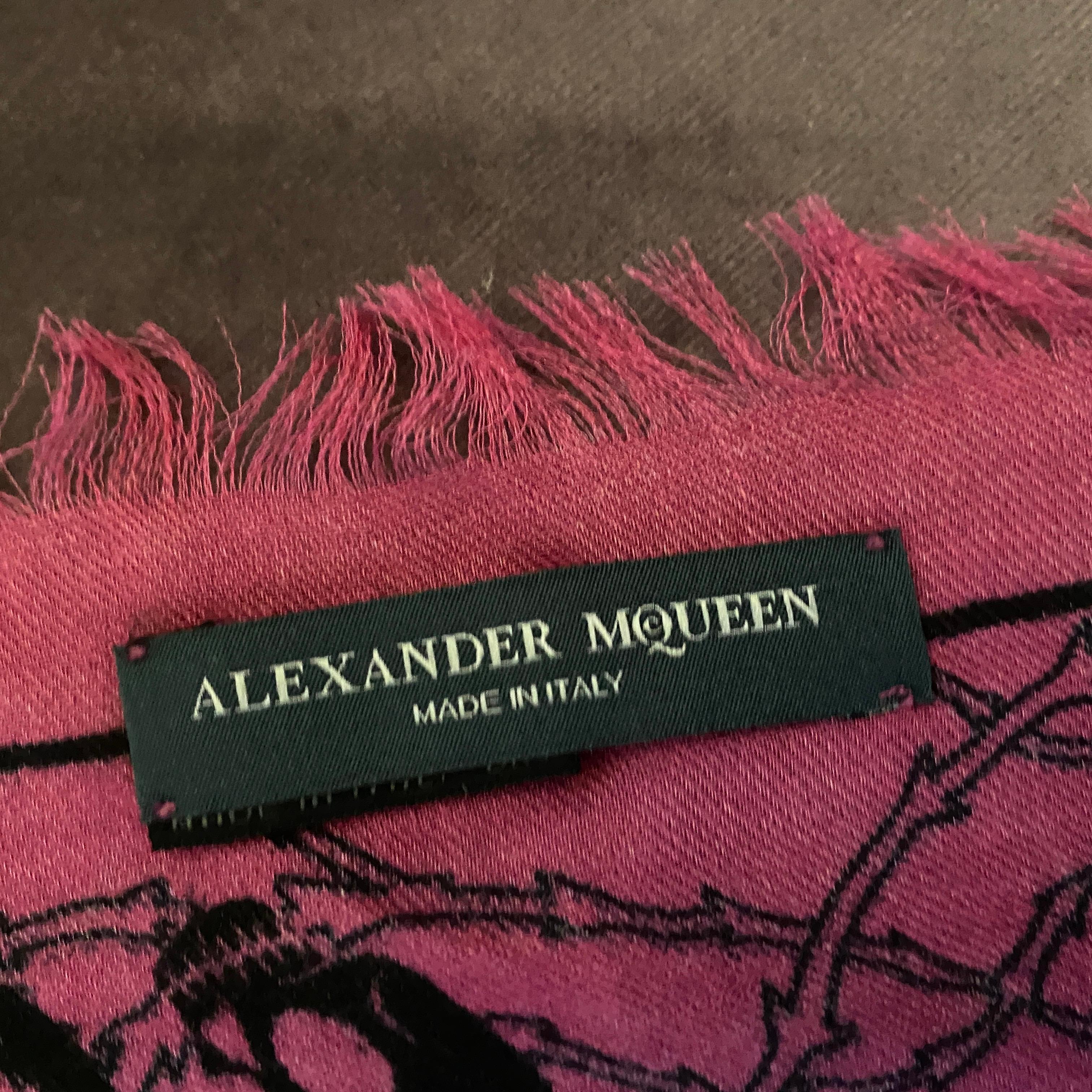 An Alexander McQueen Never Worn Italian Pink Shocking and Black Scarf 5