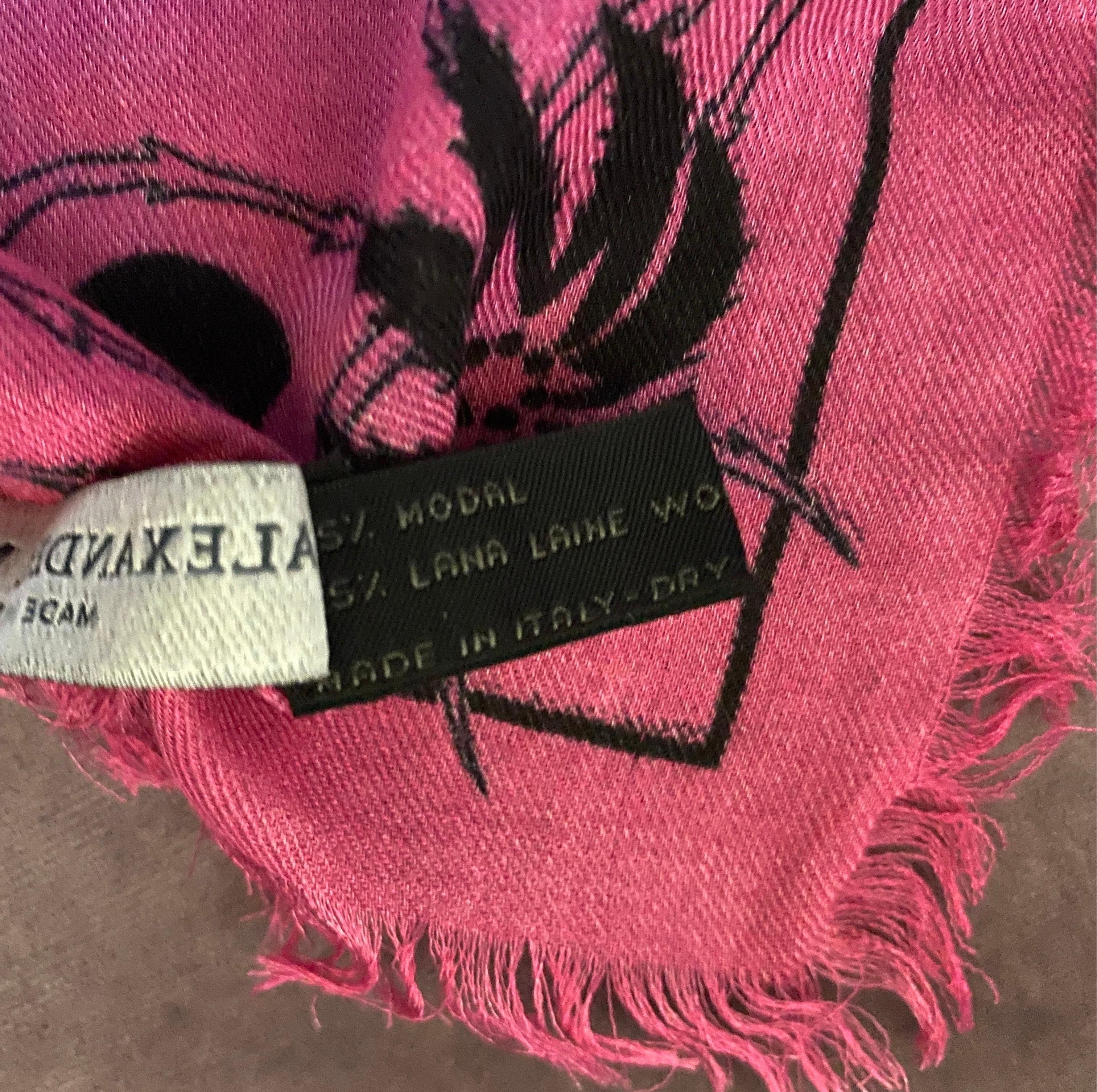 An Alexander McQueen Never Worn Italian Pink Shocking and Black Scarf 8