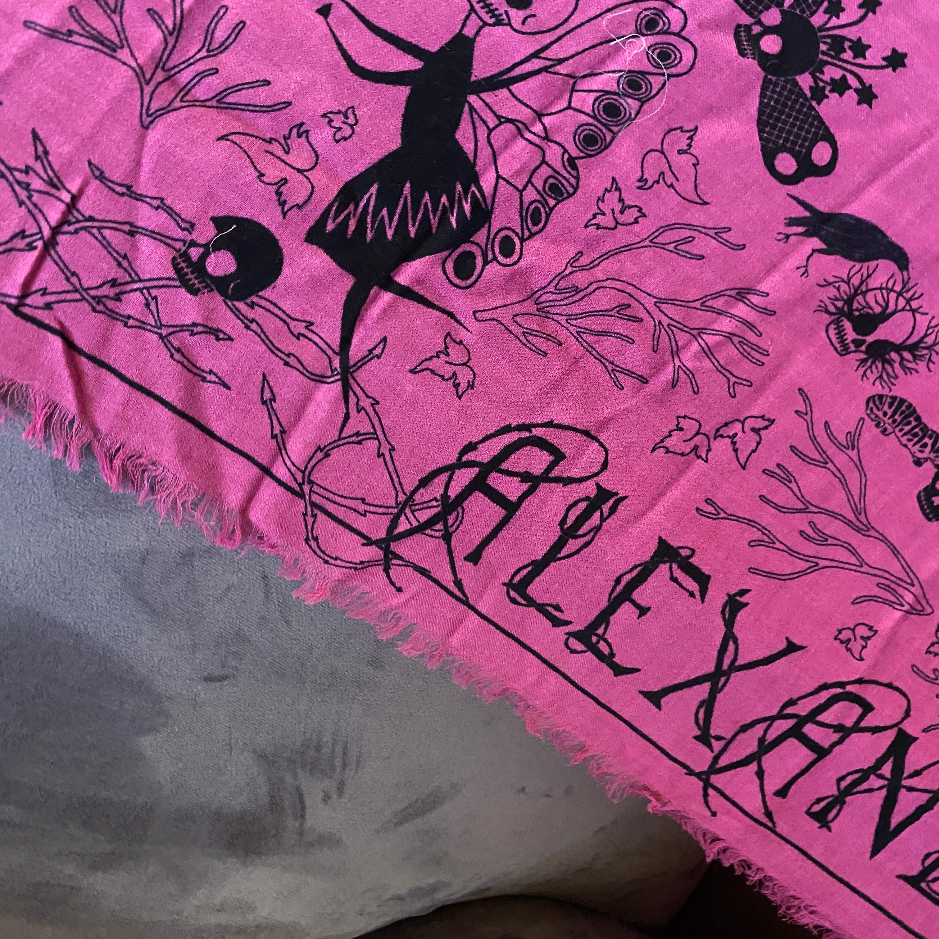 An Alexander McQueen Never Worn Italian Pink Shocking and Black Scarf 2