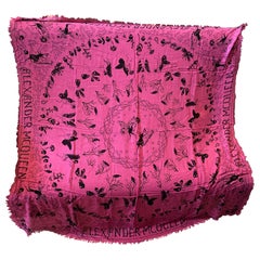 An Alexander McQueen Never Worn Italian Pink Shocking and Black Scarf