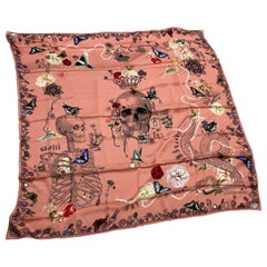 An Alexander McQueen Pink Silk Scarf made in Italy