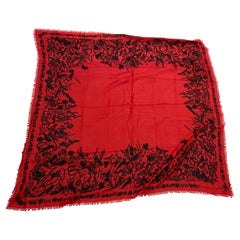 An Alexander McQueen Vintage Red and Black Silk Italian Scarf