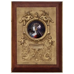 Alfred Garnier Enamel on Copper Plaque Medallion