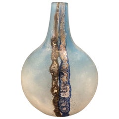 Alfredo Barbini Scavo Blue Murano Glass Vase, circa 1970