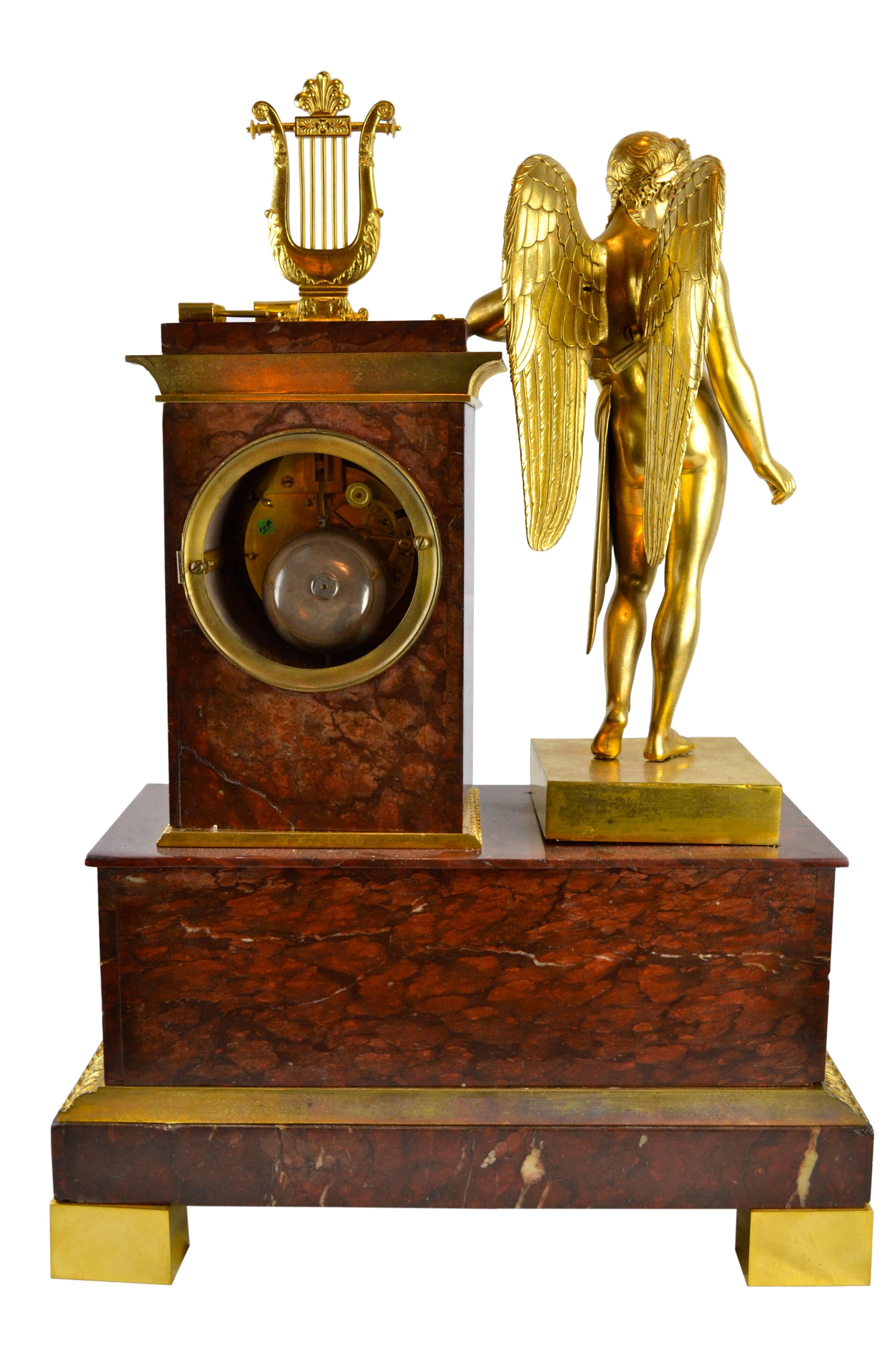 19th Century French Empire Clock Depicting Apollo God of Music and the Arts  For Sale