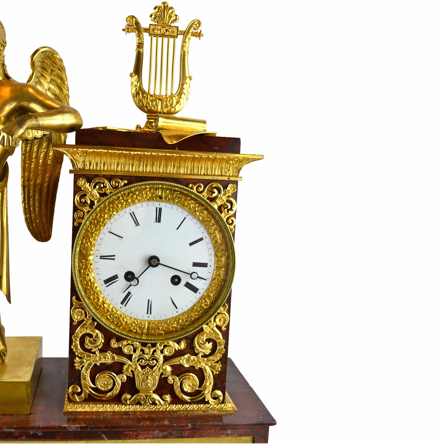French Empire Clock Depicting Apollo God of Music and the Arts  For Sale 3