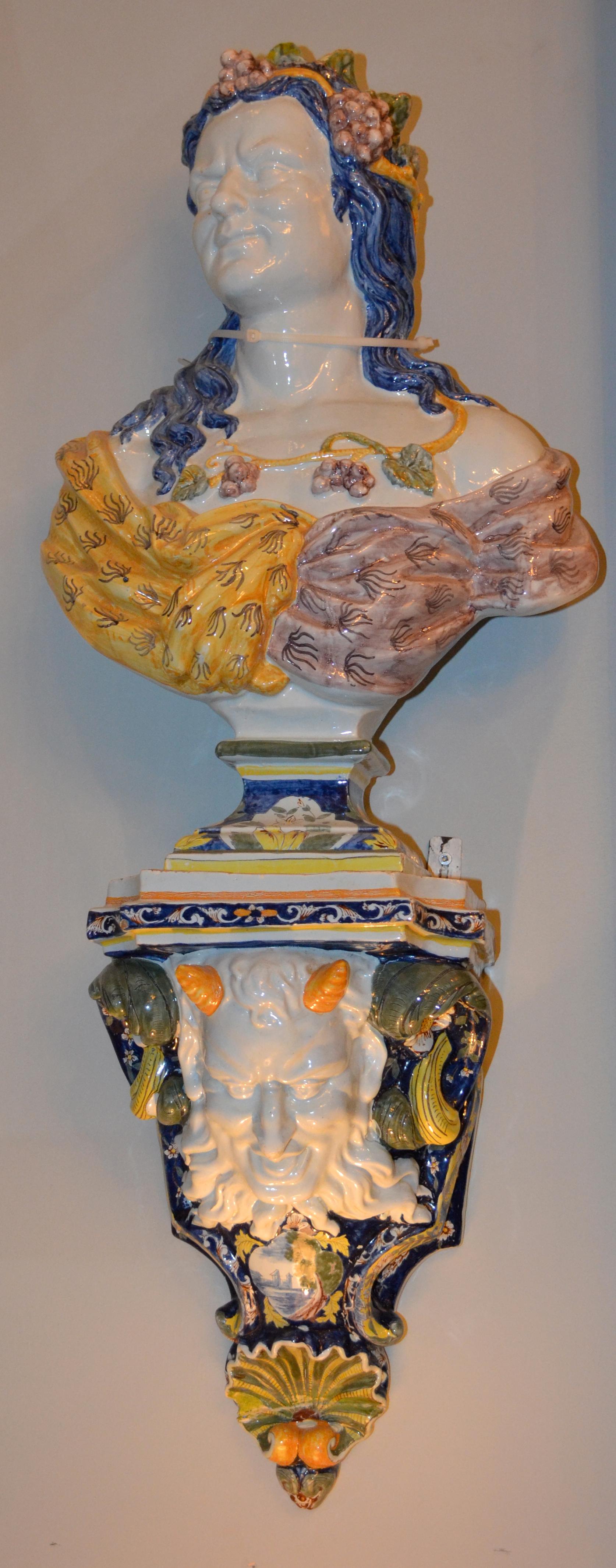 Allegorical Pair of Faience de Rouen Busts Depicting Summer and Fall For Sale 10