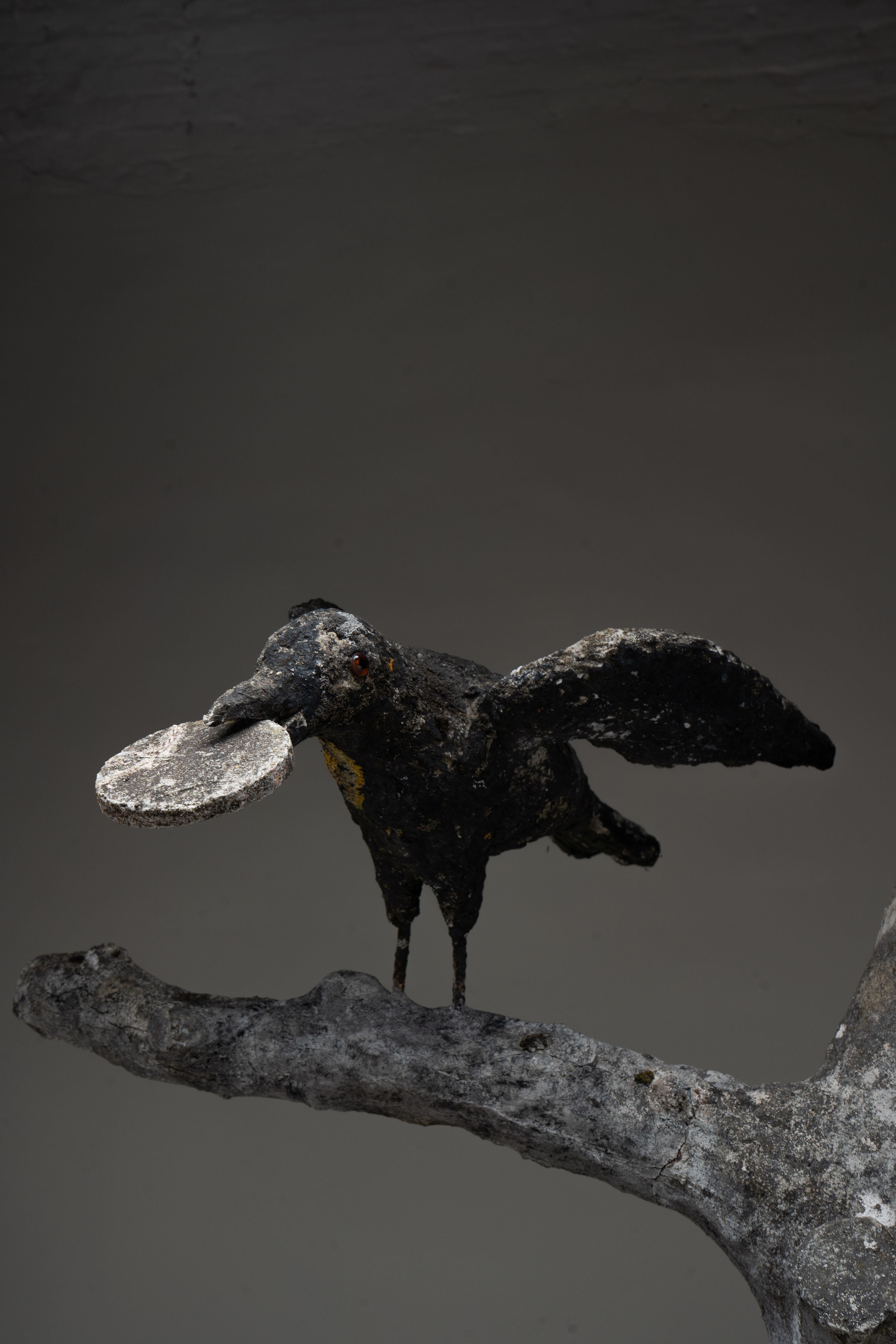 An Allegorical Sculpture of a Dog and A Crow on a Tree 9