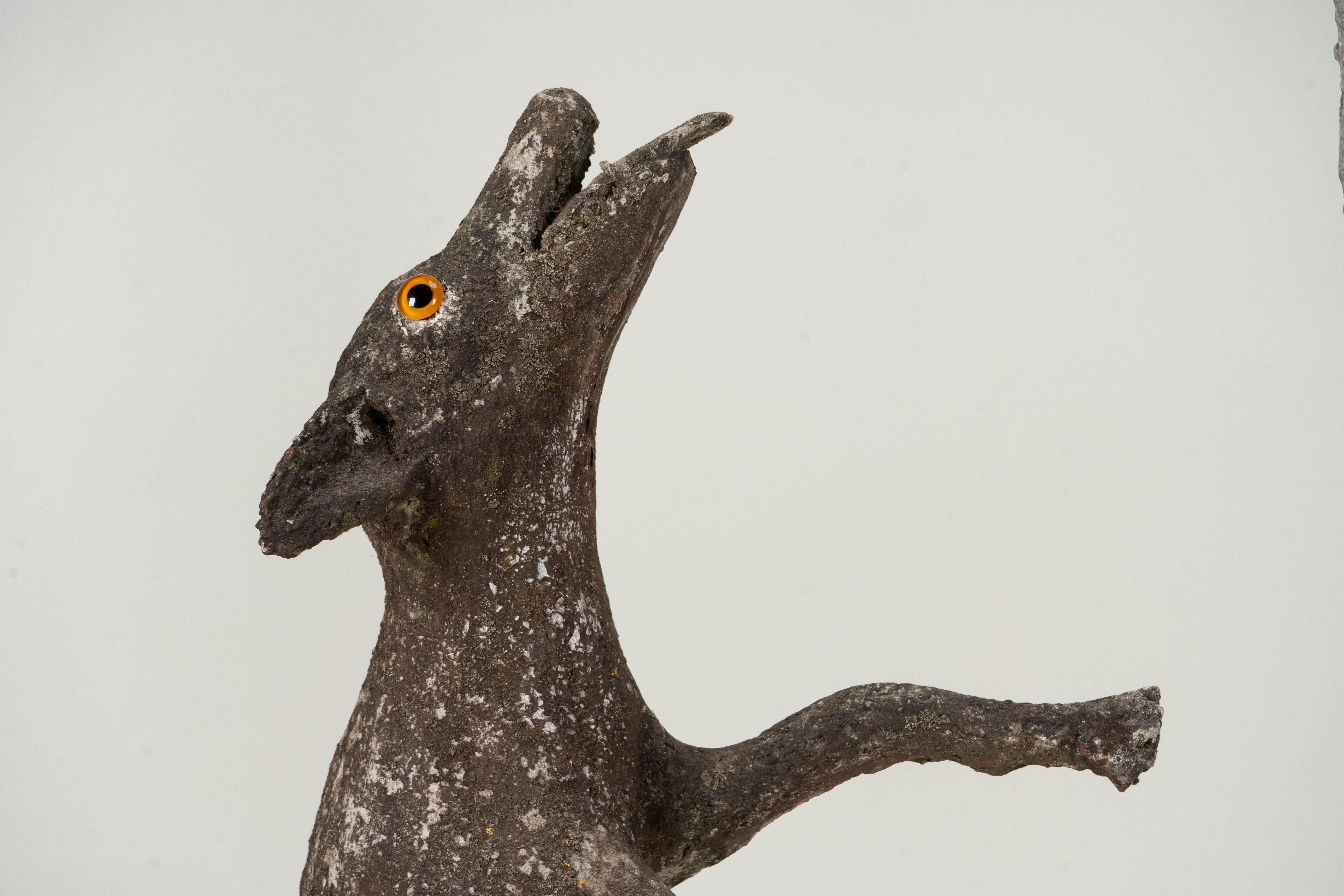 French An Allegorical Sculpture of a Dog and A Crow on a Tree