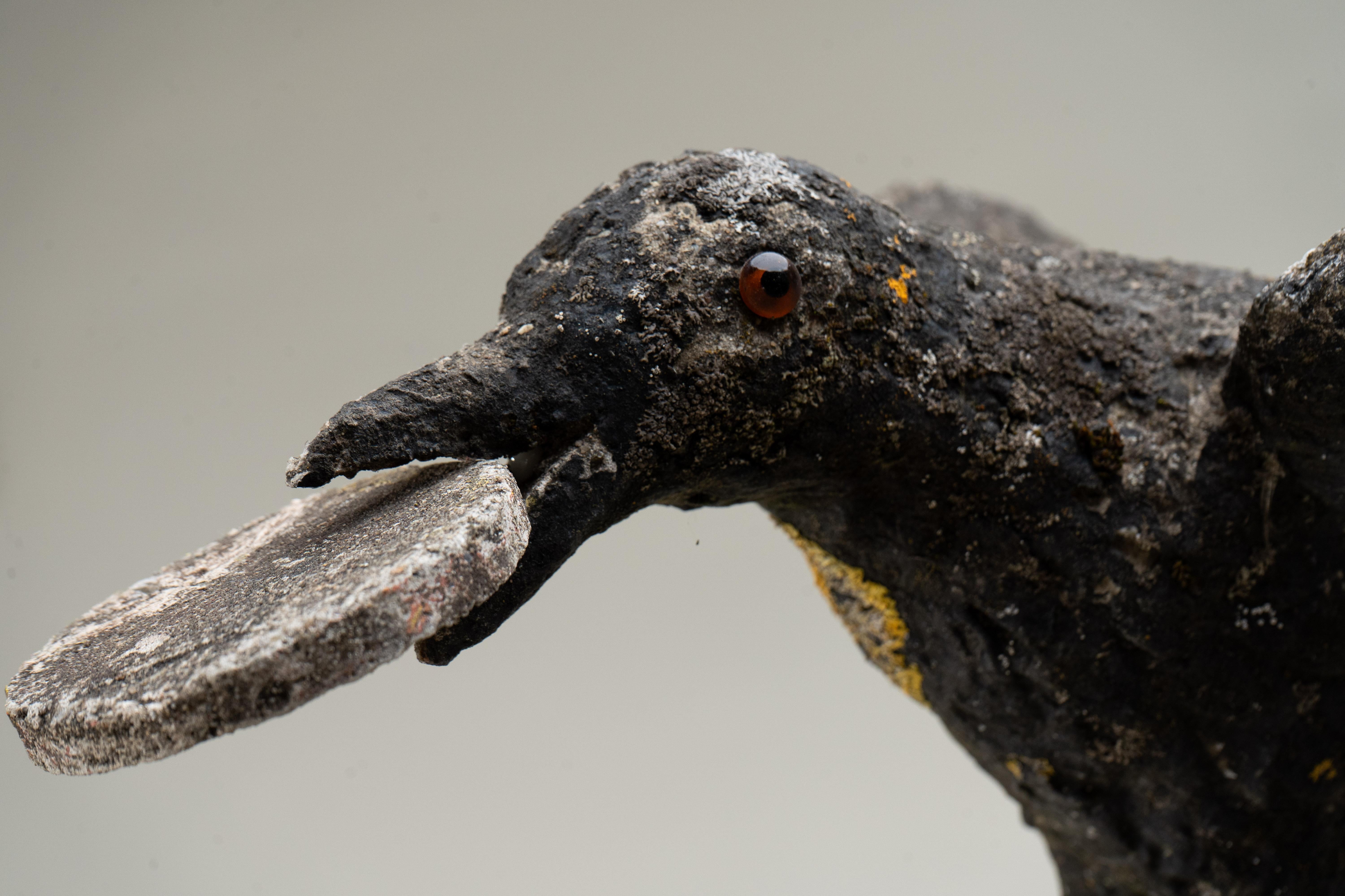 An Allegorical Sculpture of a Dog and A Crow on a Tree In Good Condition In Chicago, IL