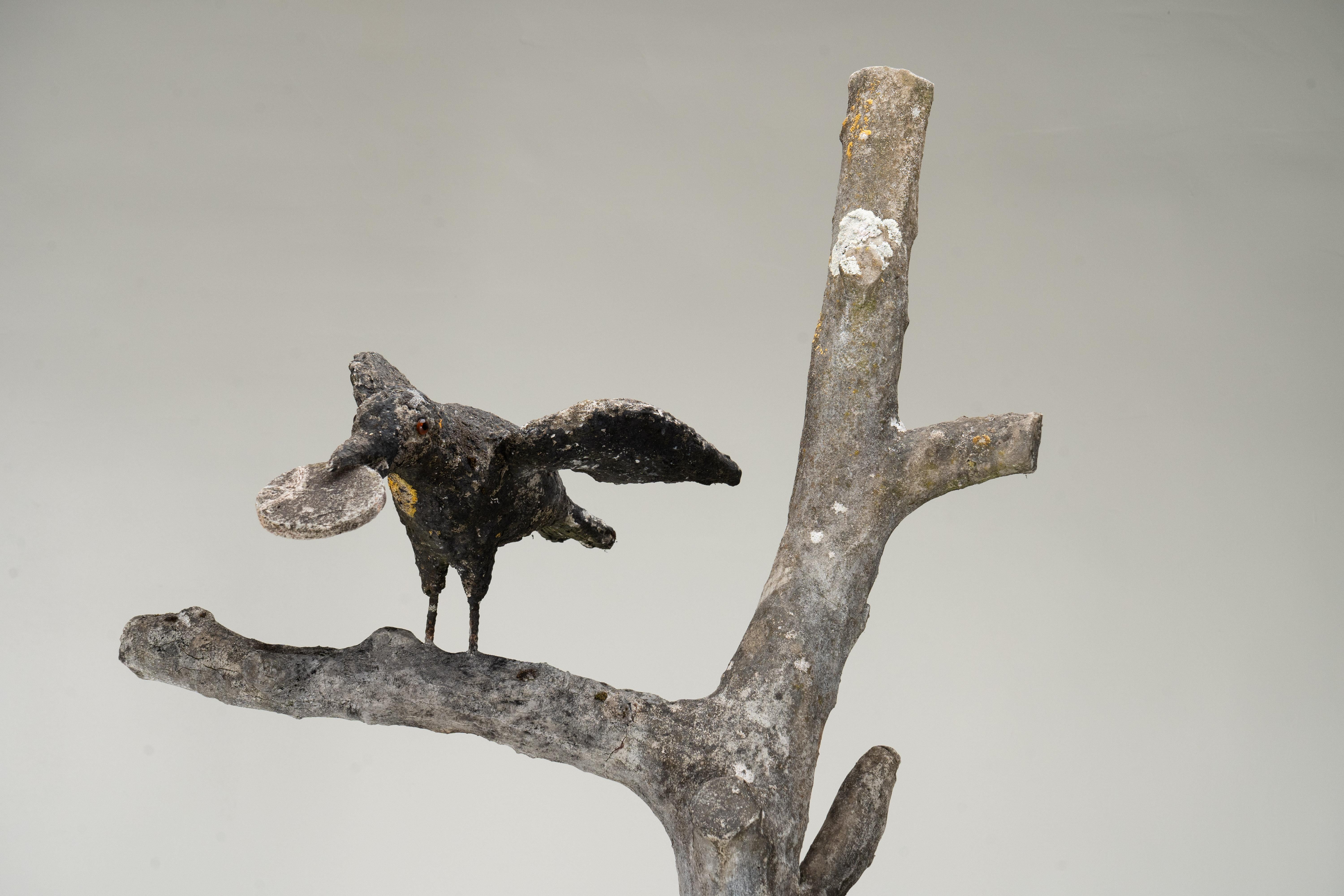 An Allegorical Sculpture of a Dog and A Crow on a Tree 2