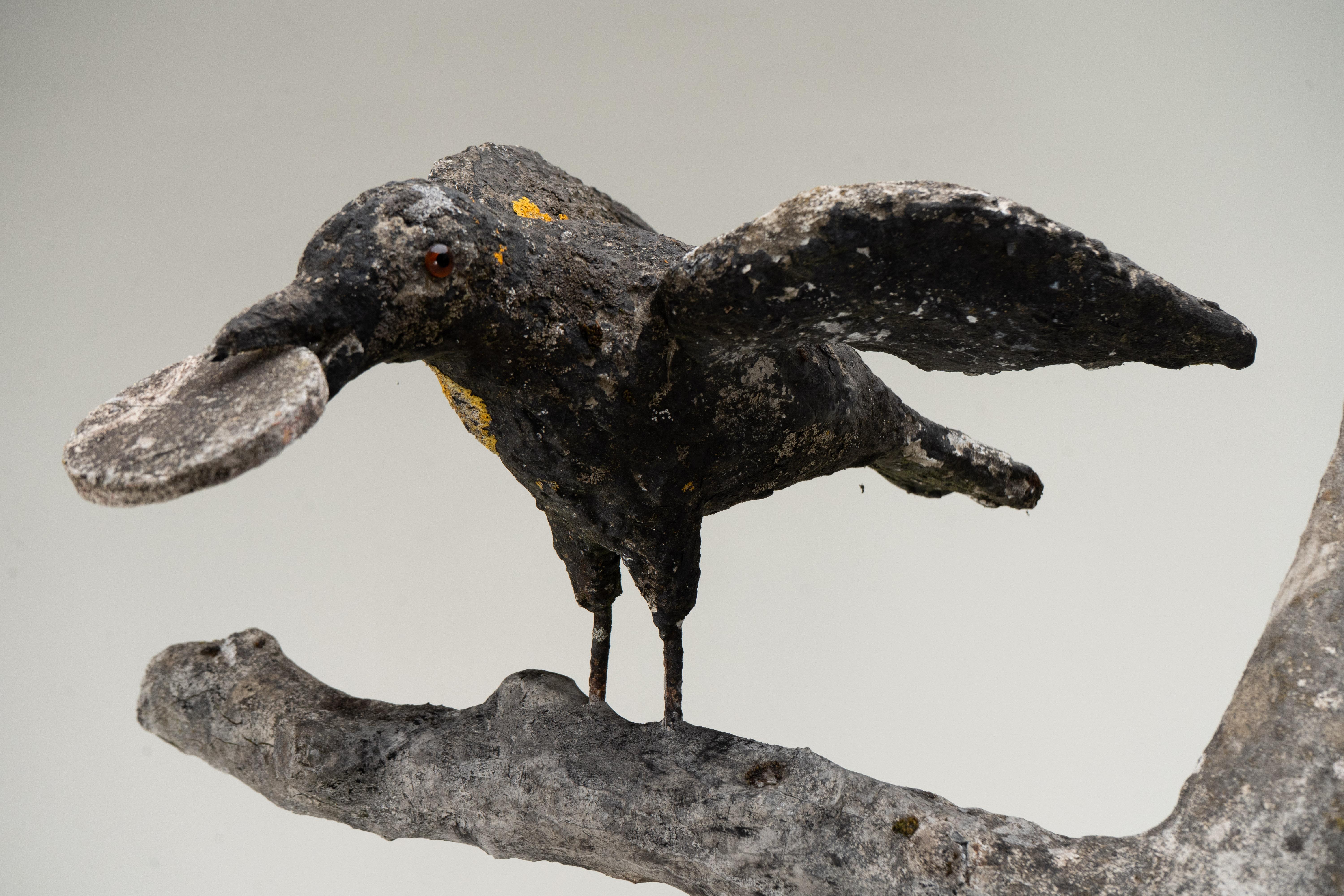 An Allegorical Sculpture of a Dog and A Crow on a Tree 3
