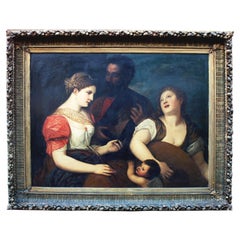 Antique "An Allegory of Love"  19th C. Oil on Canvas After Titian - Tiziano Vecellio