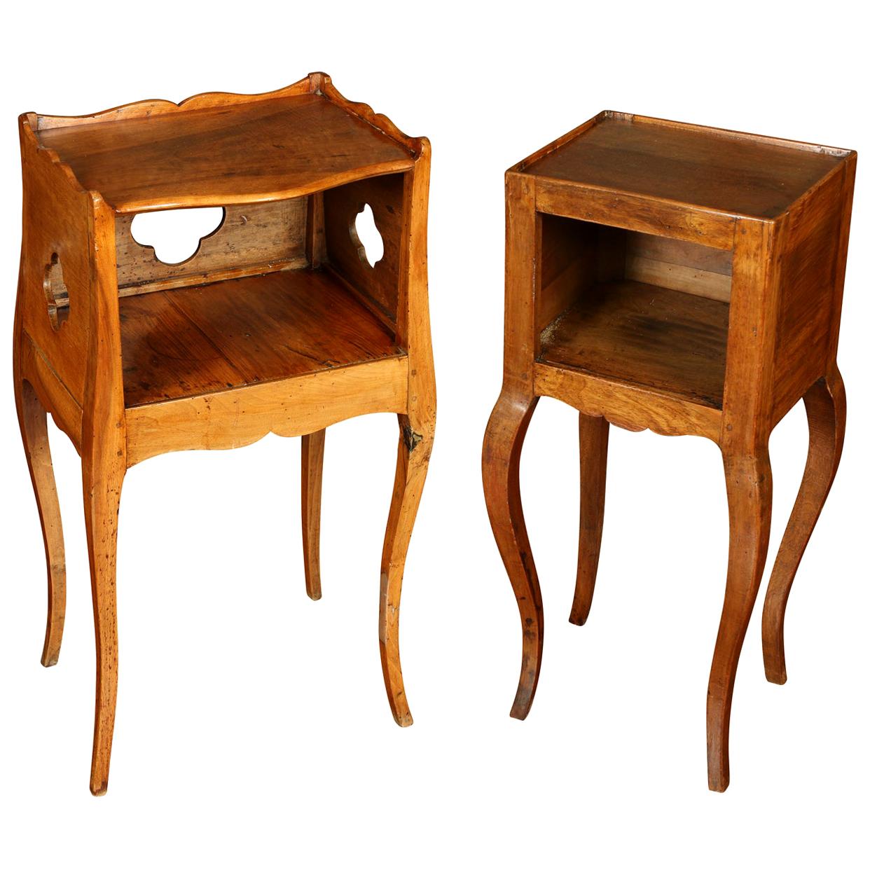 Almost Pair of French Fruitwood Antique Nightstands
