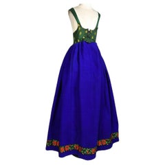An Alsatian dress in blue woolen cloth with a silk corset, circa 1900–1920