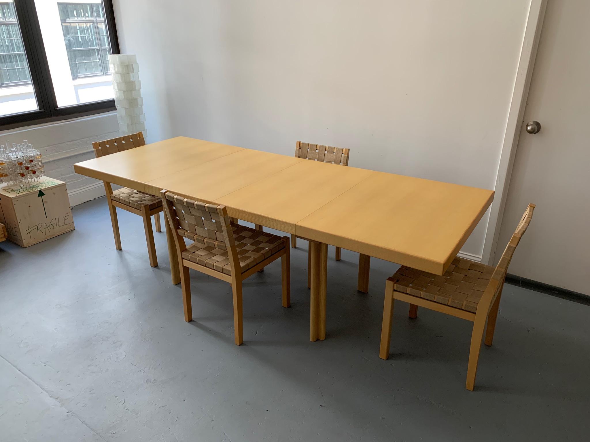 Birch Alvar Aalto H92 Extension Table with Six Chairs Manufactured by Artek