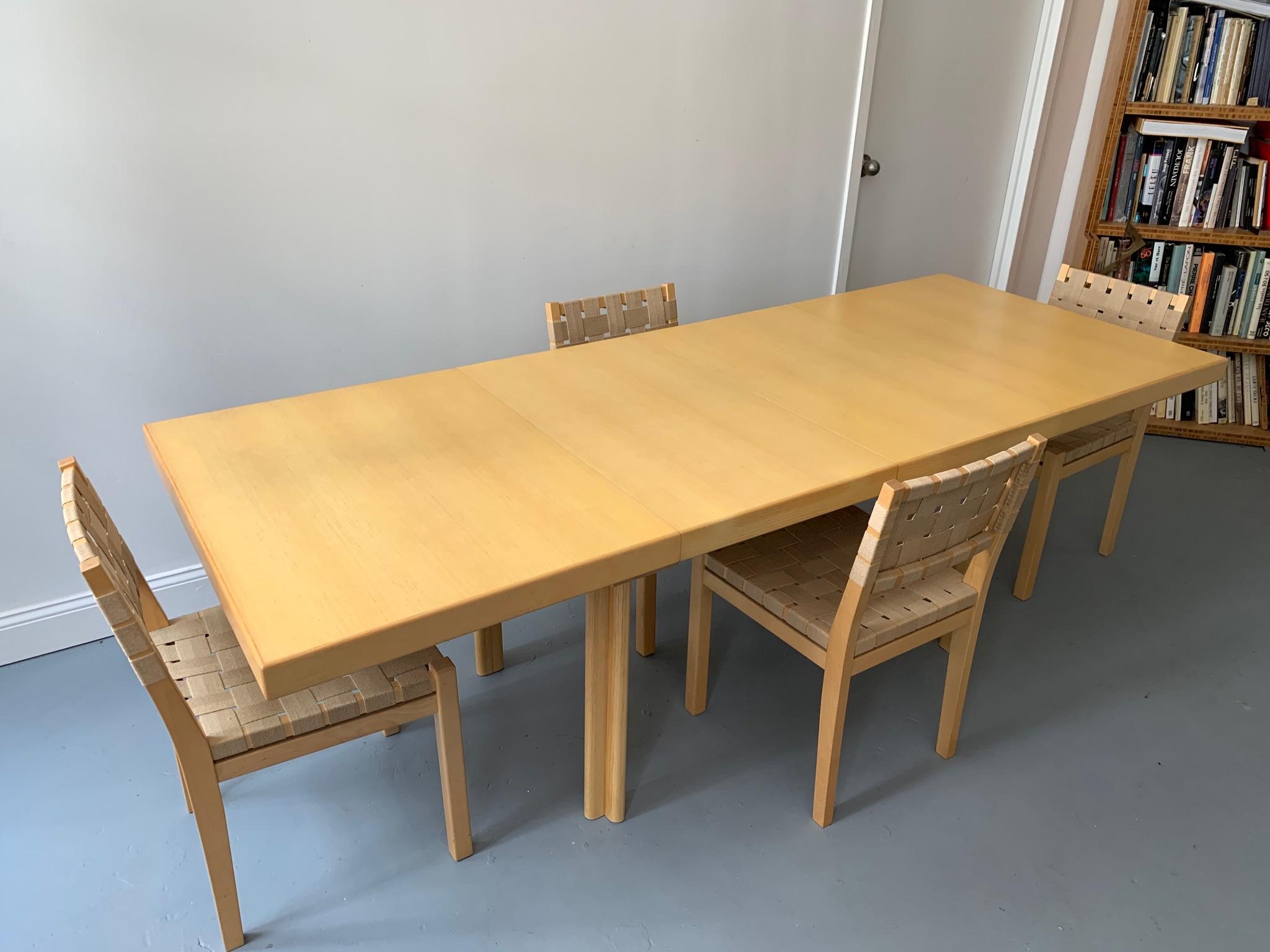 Modern Alvar Aalto H92 Extension Table with Six Chairs Manufactured by Artek