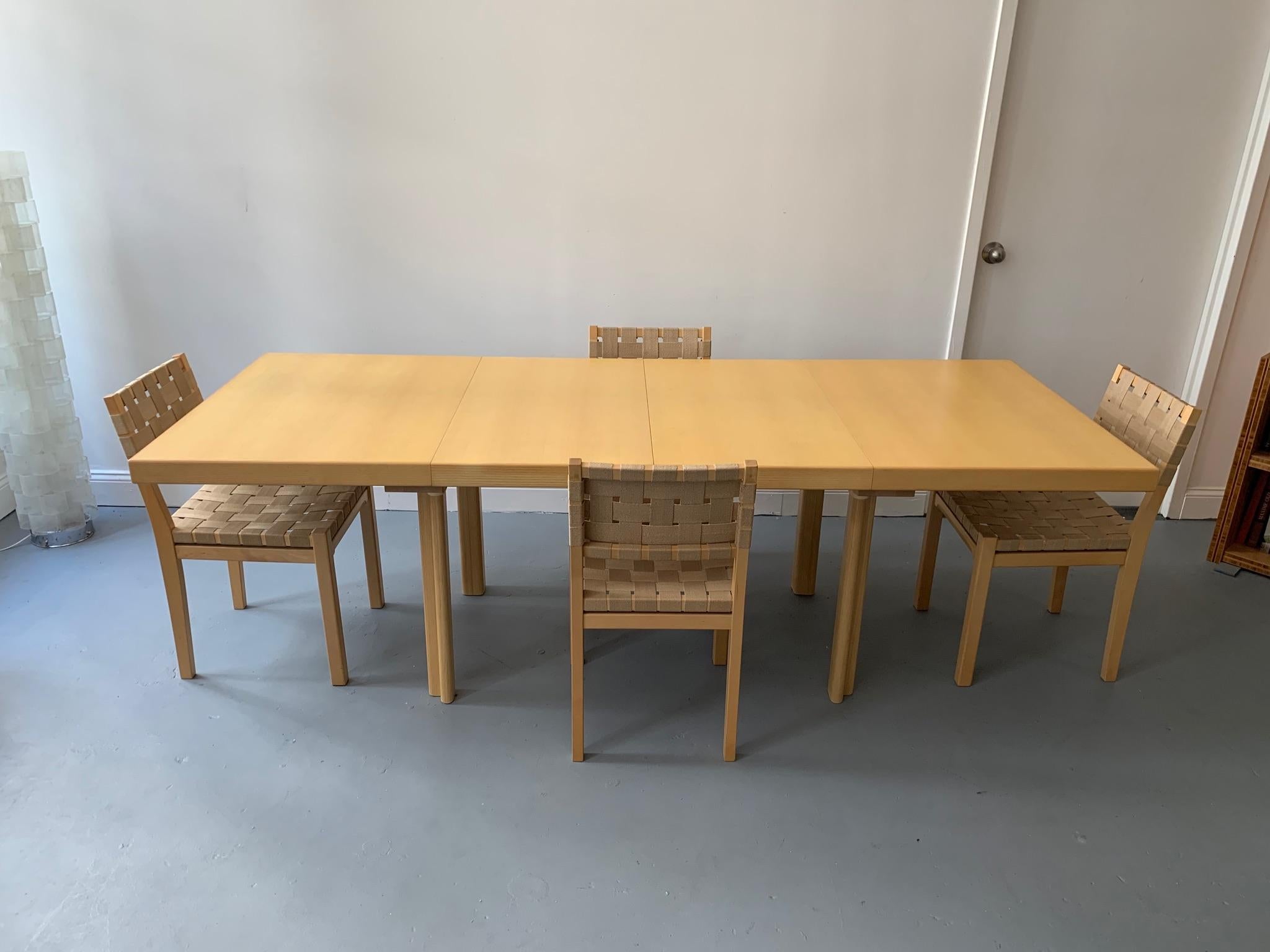 Finnish Alvar Aalto H92 Extension Table with Six Chairs Manufactured by Artek