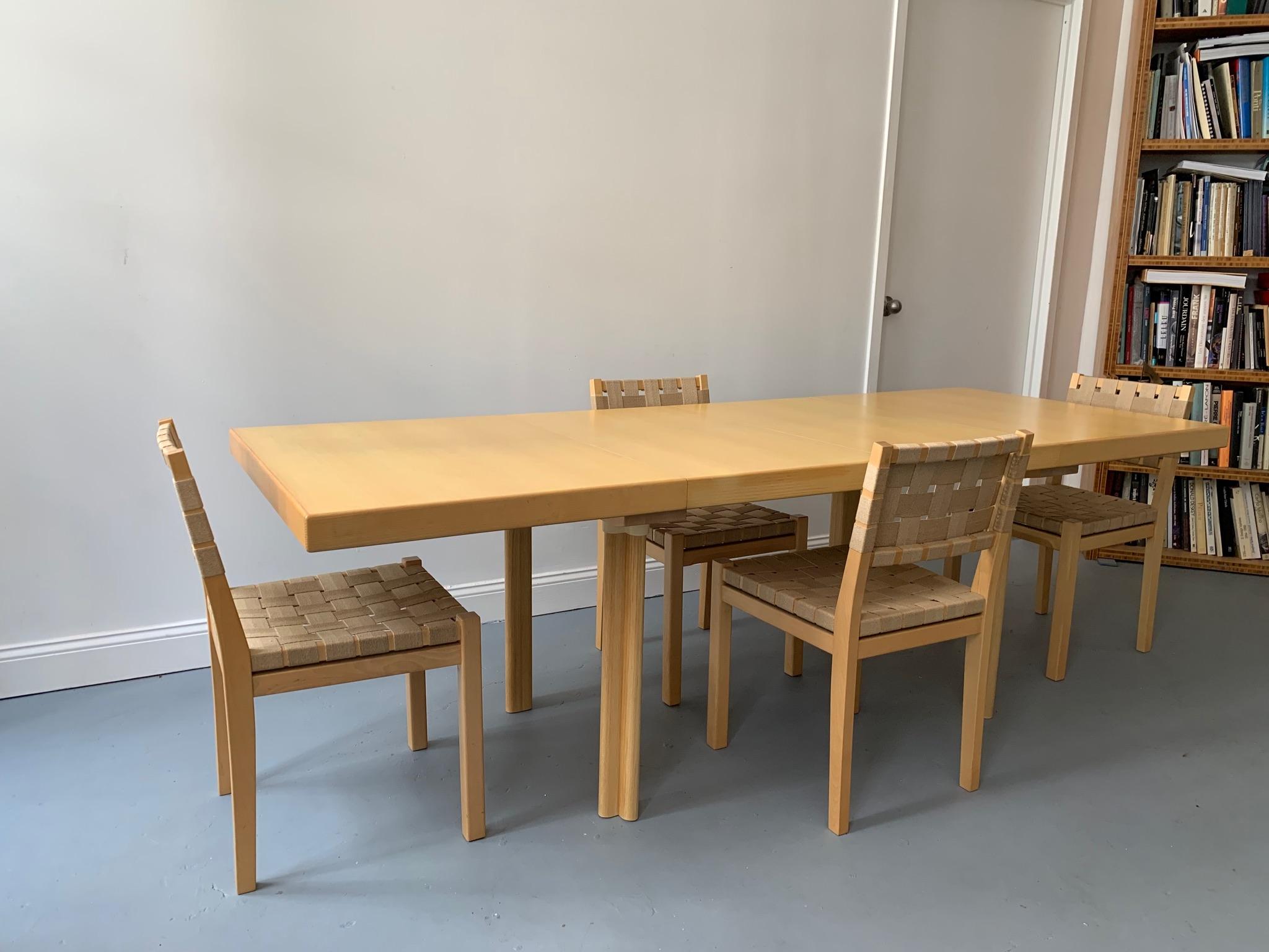 20th Century Alvar Aalto H92 Extension Table with Six Chairs Manufactured by Artek