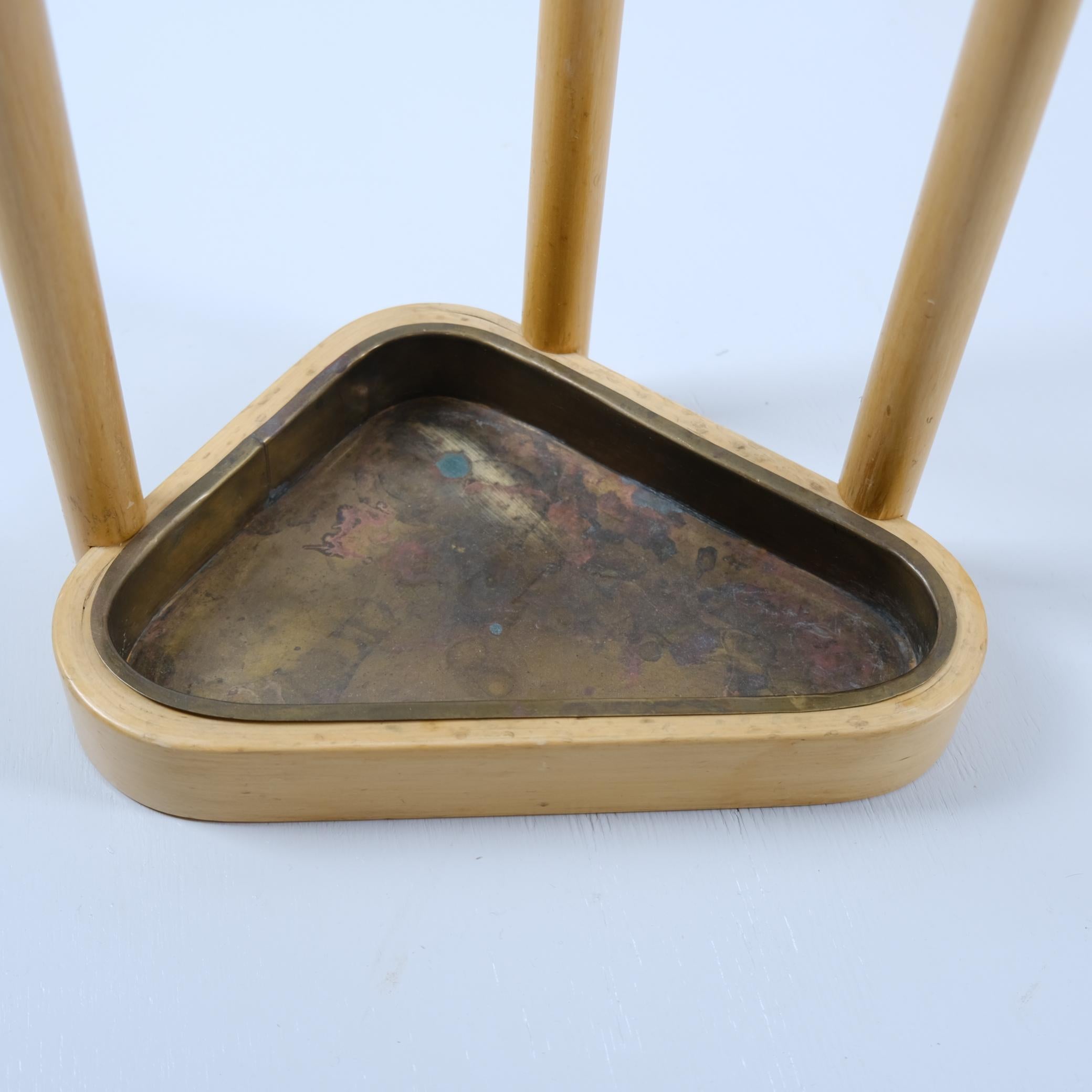 An Alvar Aalto Triangular Umbrella Stand in Birch and Brass, Artek 1960s For Sale 5