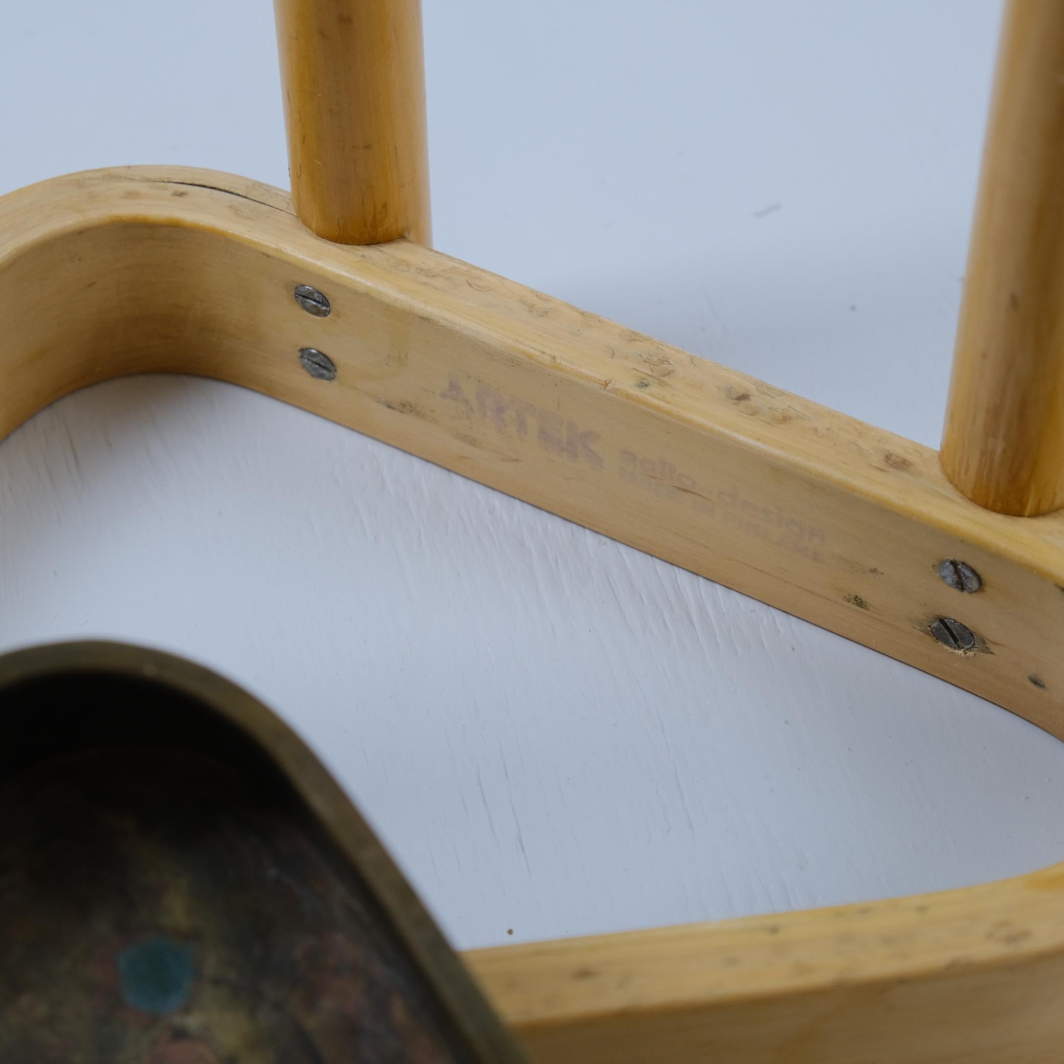 An Alvar Aalto Triangular Umbrella Stand in Birch and Brass, Artek 1960s For Sale 6