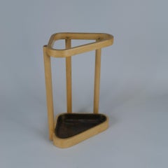 An Alvar Aalto Triangular Umbrella Stand in Birch and Brass, Artek 1960s