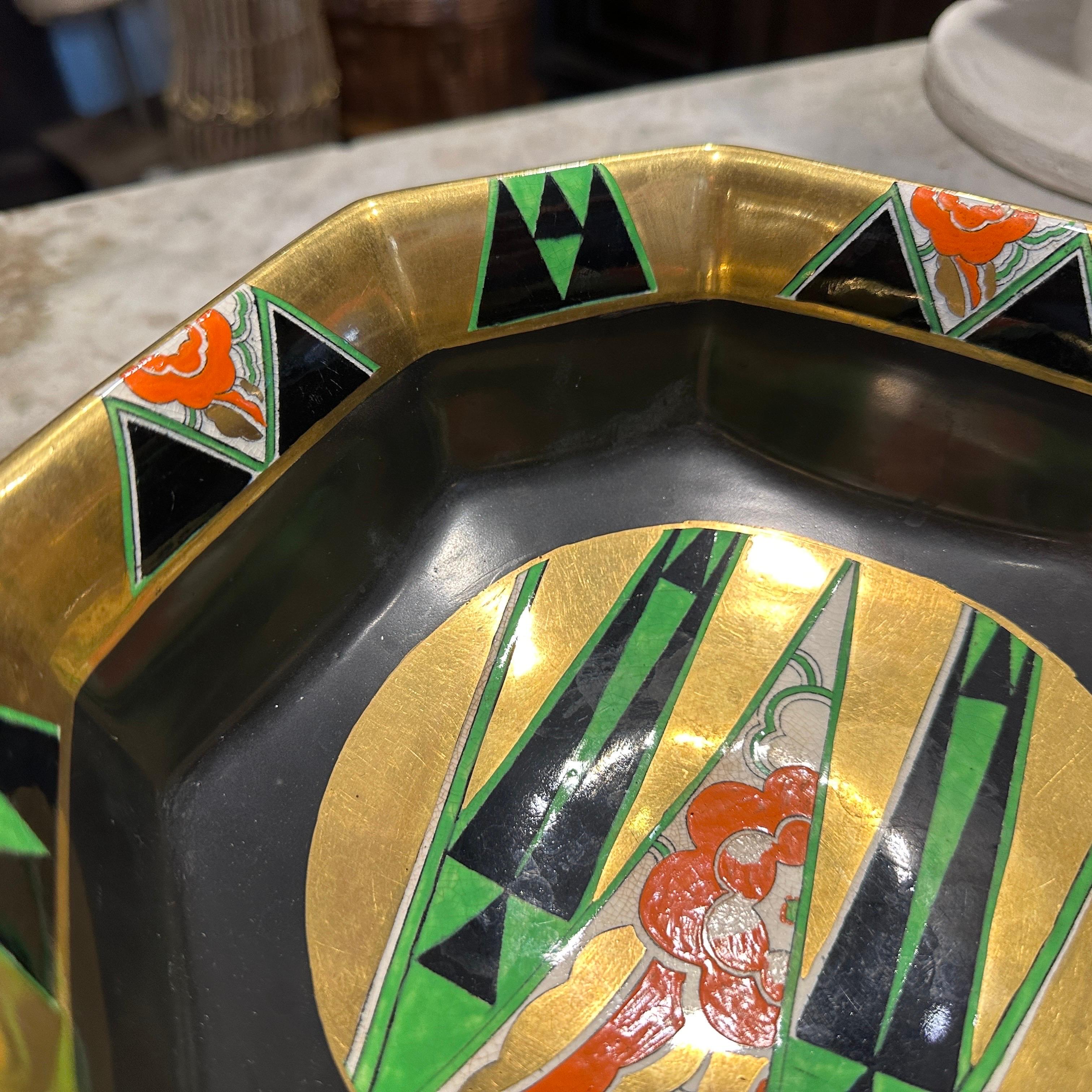 Étonnante coupe anglaise en porcelaine Crown Devon Orient Design de 1932 Art déco en vente 1