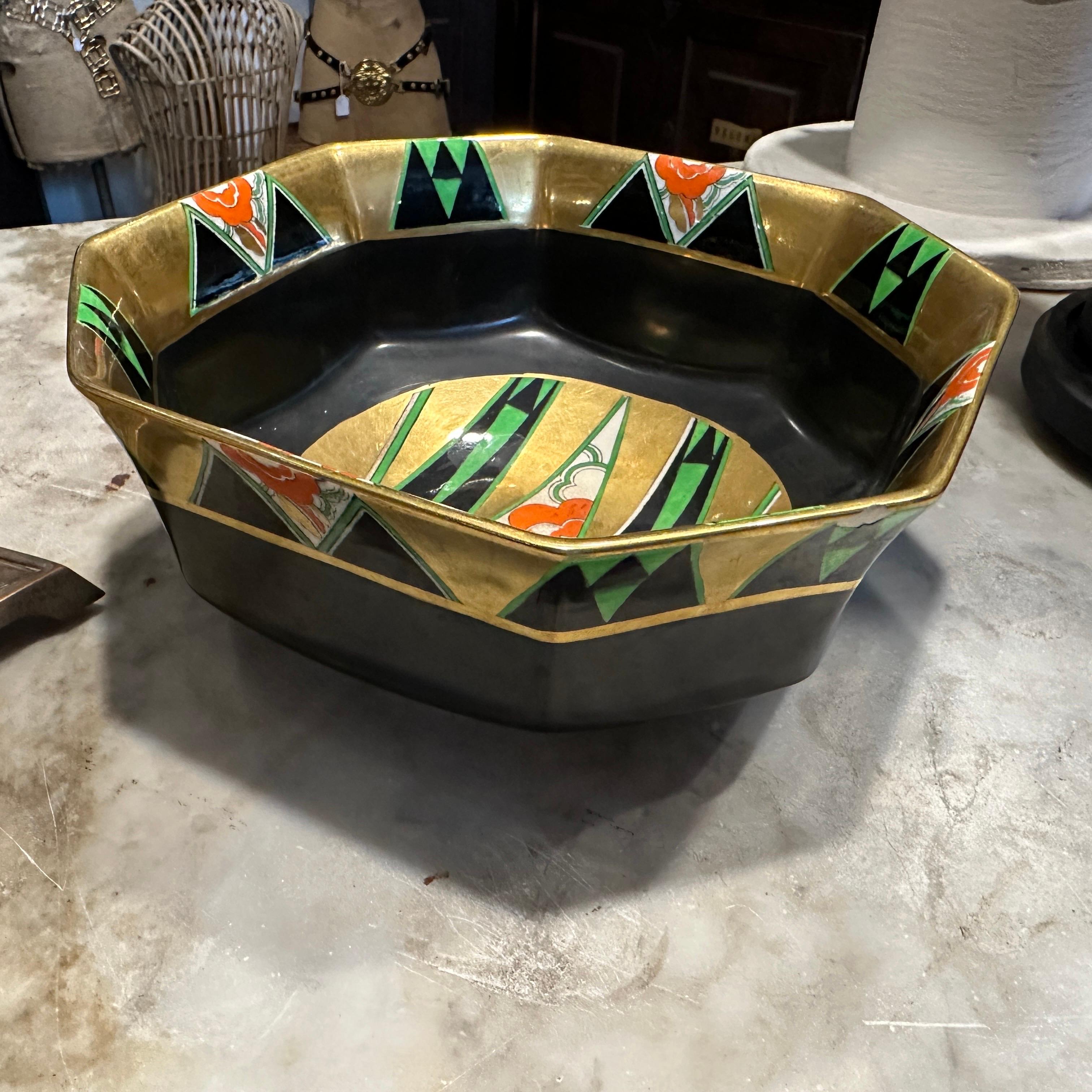 Étonnante coupe anglaise en porcelaine Crown Devon Orient Design de 1932 Art déco en vente 2