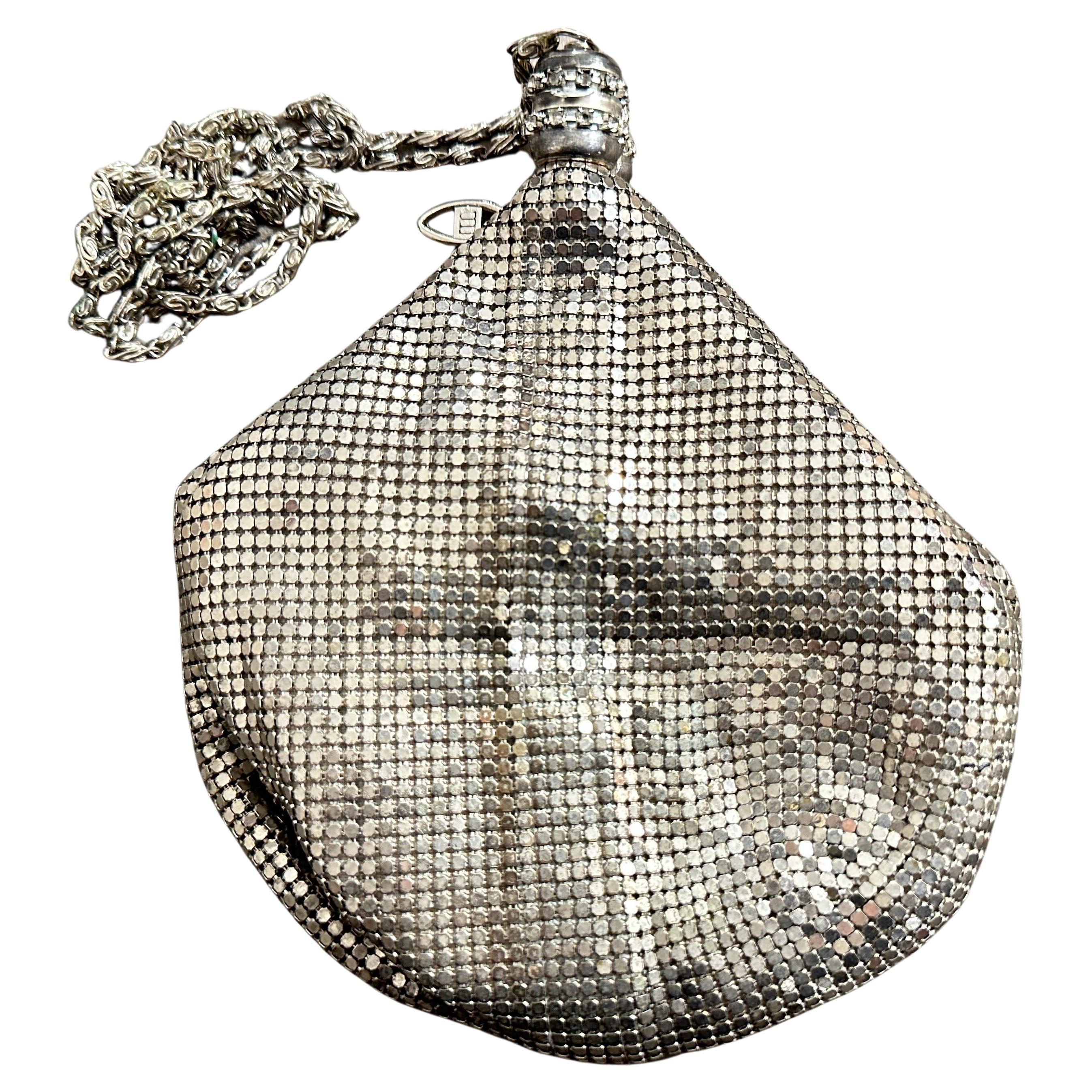 Erstaunliche italienische Abendtasche aus silbernem Metallgeflecht aus den 1950er Jahren von Carla Carini