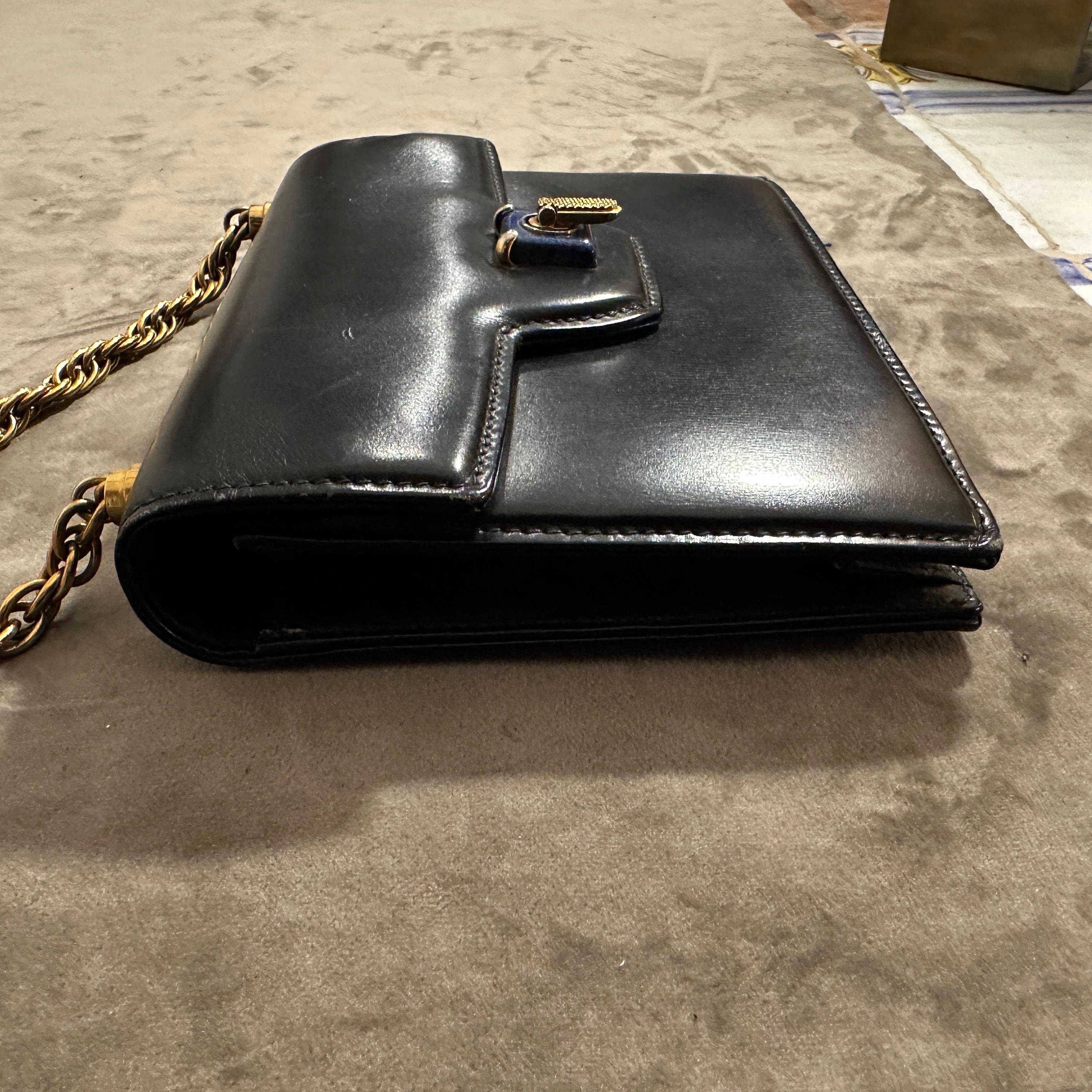 Women's An Amazing 1980s Blue Leather and Lapis Lazuli Clasp Evening Bag by Gucci For Sale