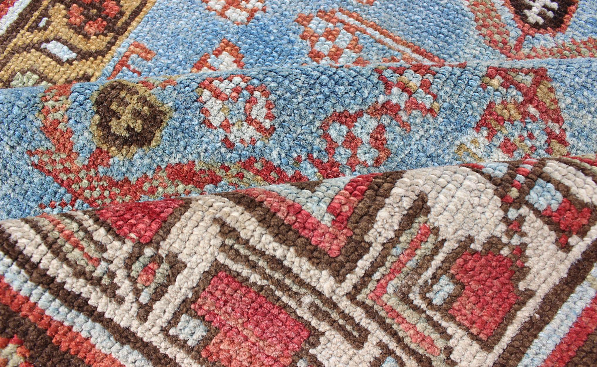 Early 20th Century Amazing Antique Tribal Persian Kurdish Runner in Blue and Multi Colors For Sale