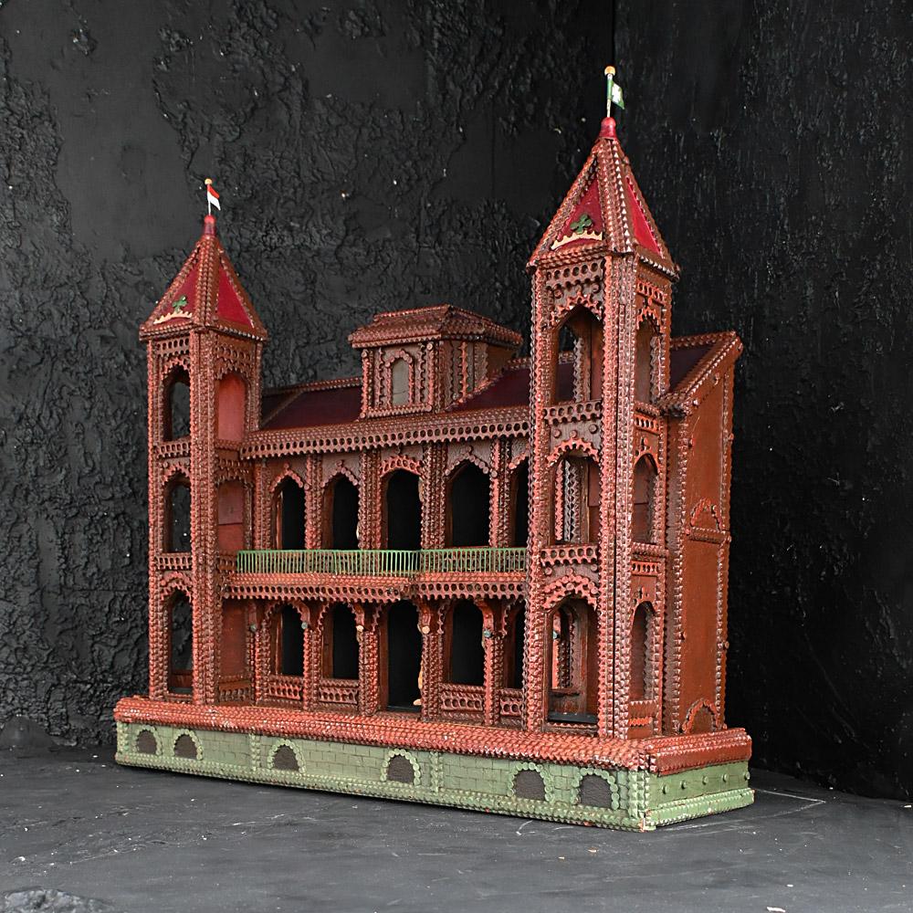 Early 20th Century An amazing Early 20th century European Tramp art castle model
