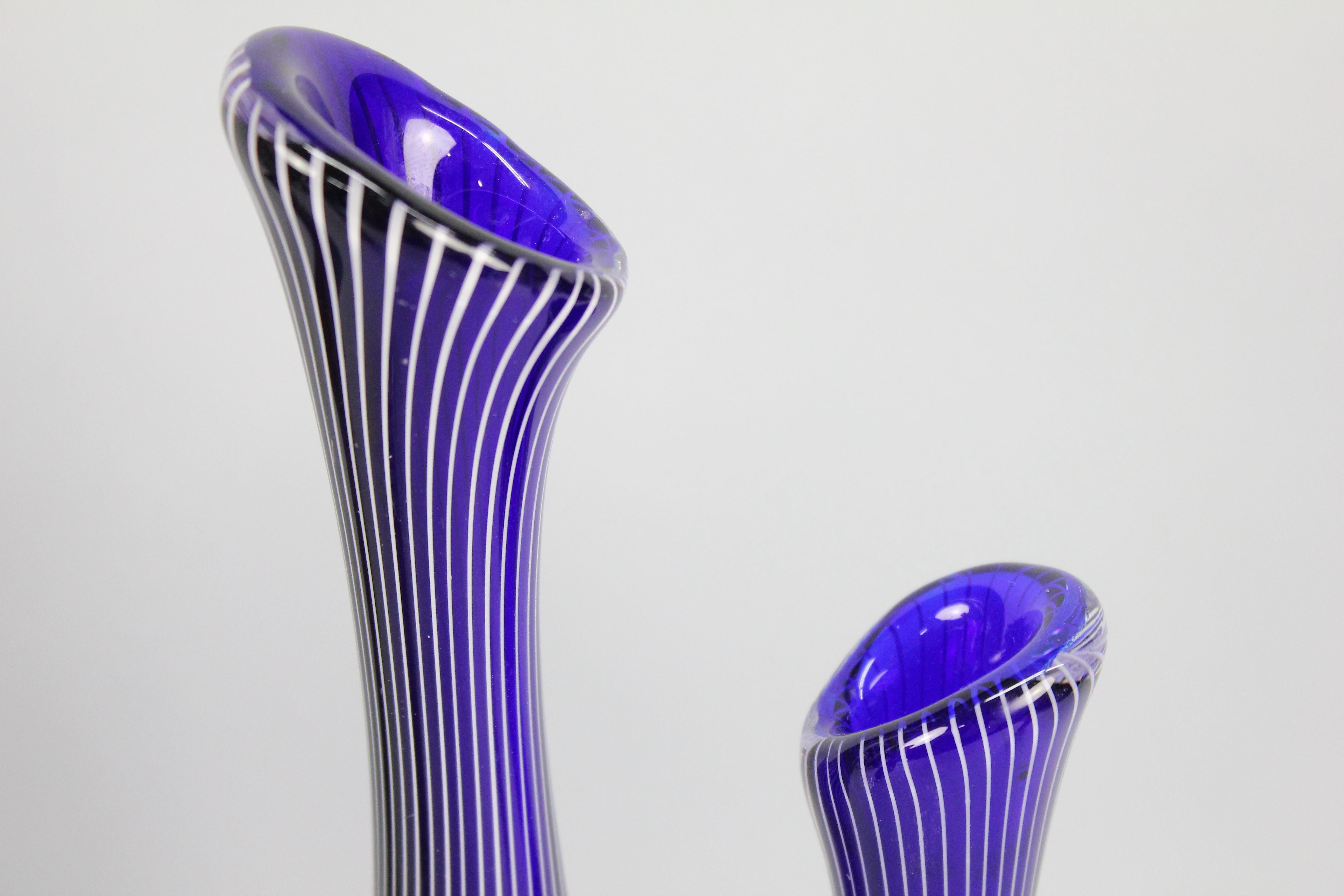 An Amazing Set of Eight 1950s Stripe Vases by Vicke Lindstrand for Kosta Sweden. For Sale 2